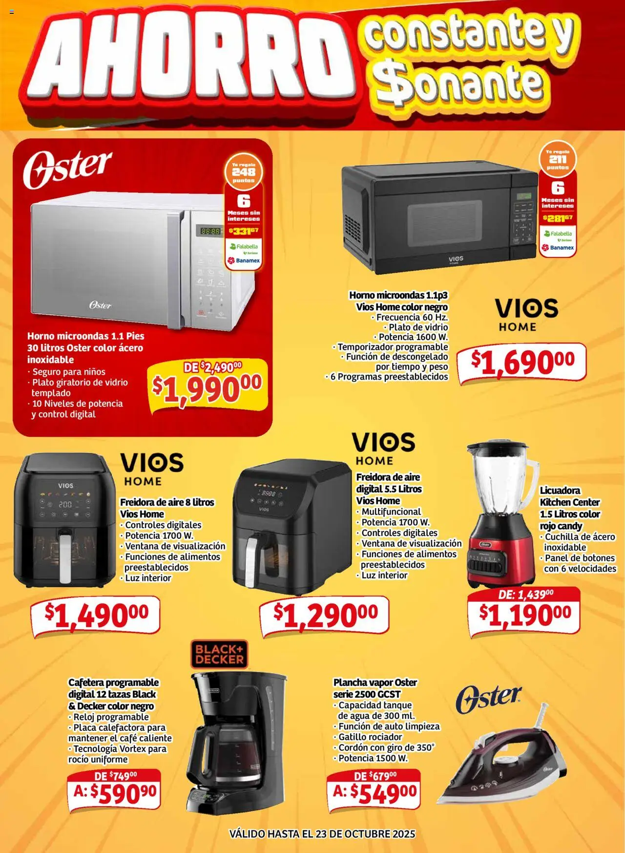 Nuevas ofertas de Soriana válidas en toda la República Mexicana desde el 16.10.2025. ¡Encuentra las mejores ofertas en Soriana - Pesito Valedor Mercado: Chih, Coah, Dur, NL, SLP, Tamps, Zac! | Página: 26 | Productos: Horno, Café, Microondas, Freidora