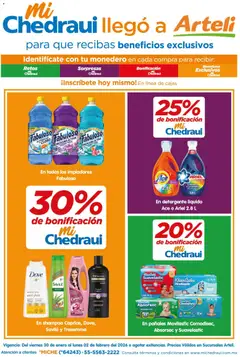 Vista previa de Arteli folleto MiChedraui, nuevo folleto de la tienda, válido en México a partir del 30.01.2026 | Página: 1 | Productos: Detergente, Monedero, Pañales, Cloro