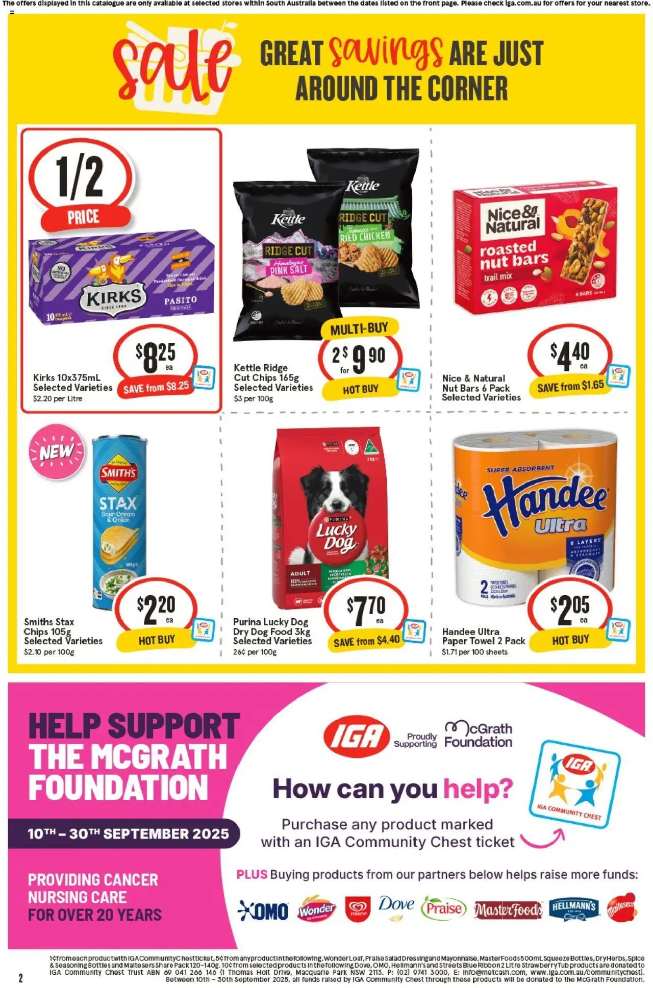 IGA catalogue - valid from 17.09.2025 | Page: 2 | Products: Chips, Dog food, Salt, Foundation