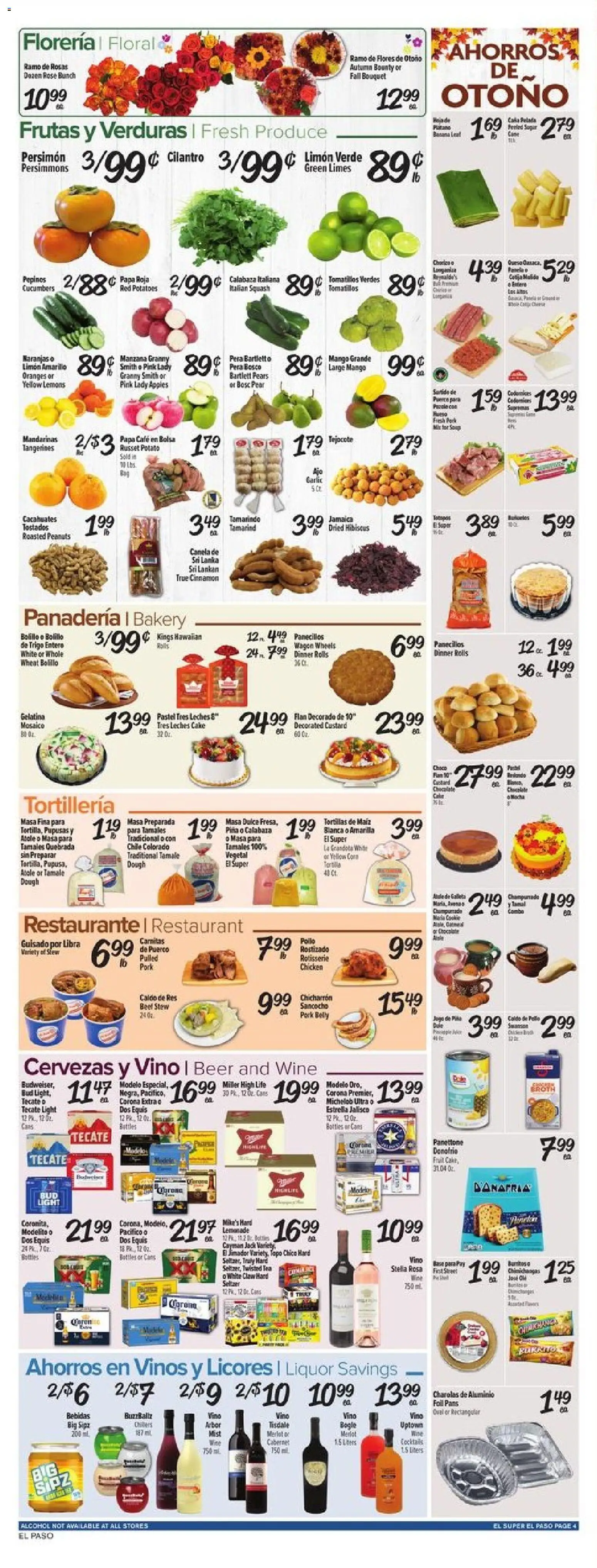 El Super Weekly Ad - TX - valid from 26.11.2025 | Page: 4 | Products: Bakery, Wine, Tangerines, Mango