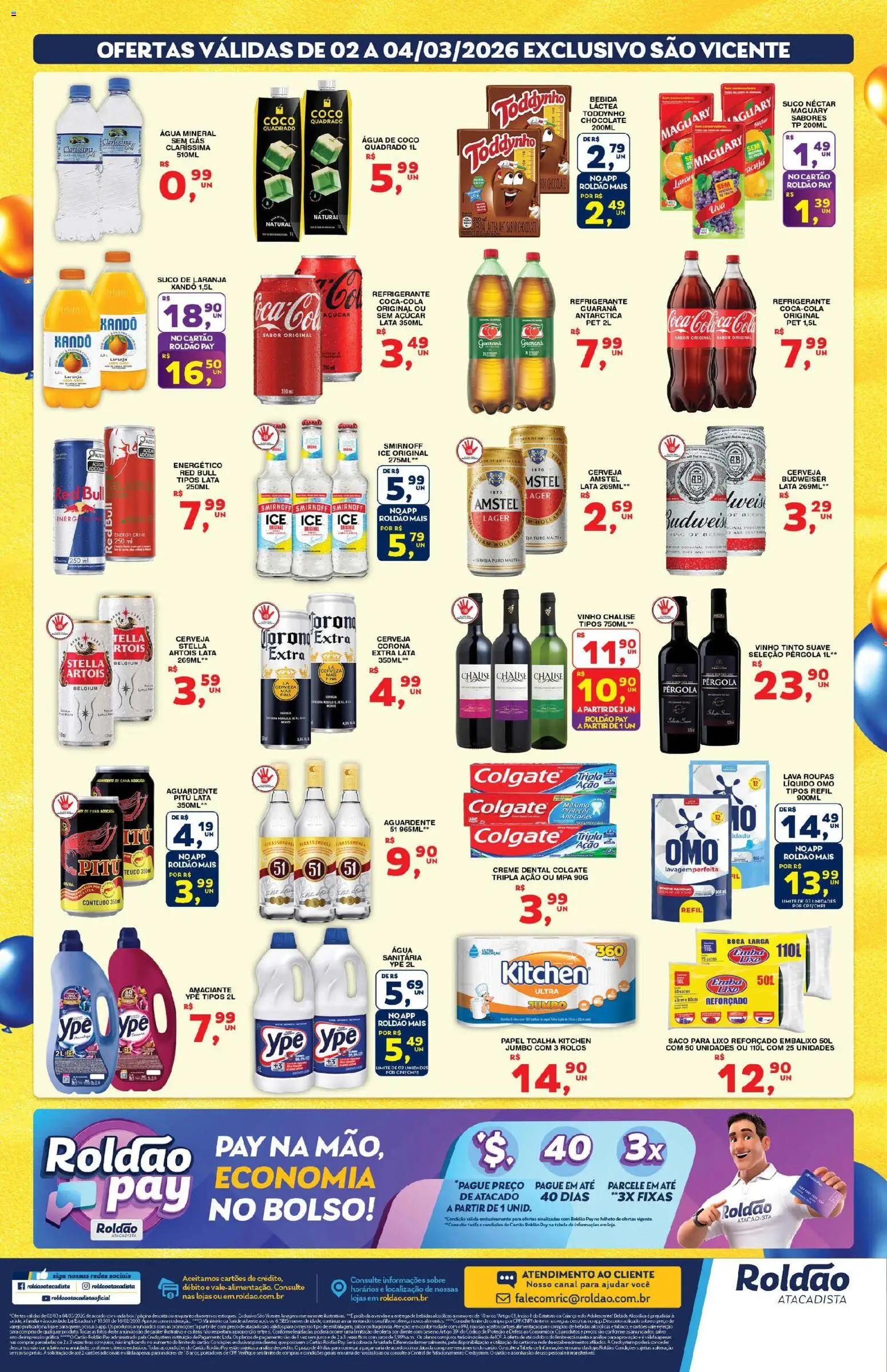 Roldão Folheto - válido de 02.03.2026 | Página: 4 | Produtos: Papel toalha, Guaraná, Cerveja, Água mineral