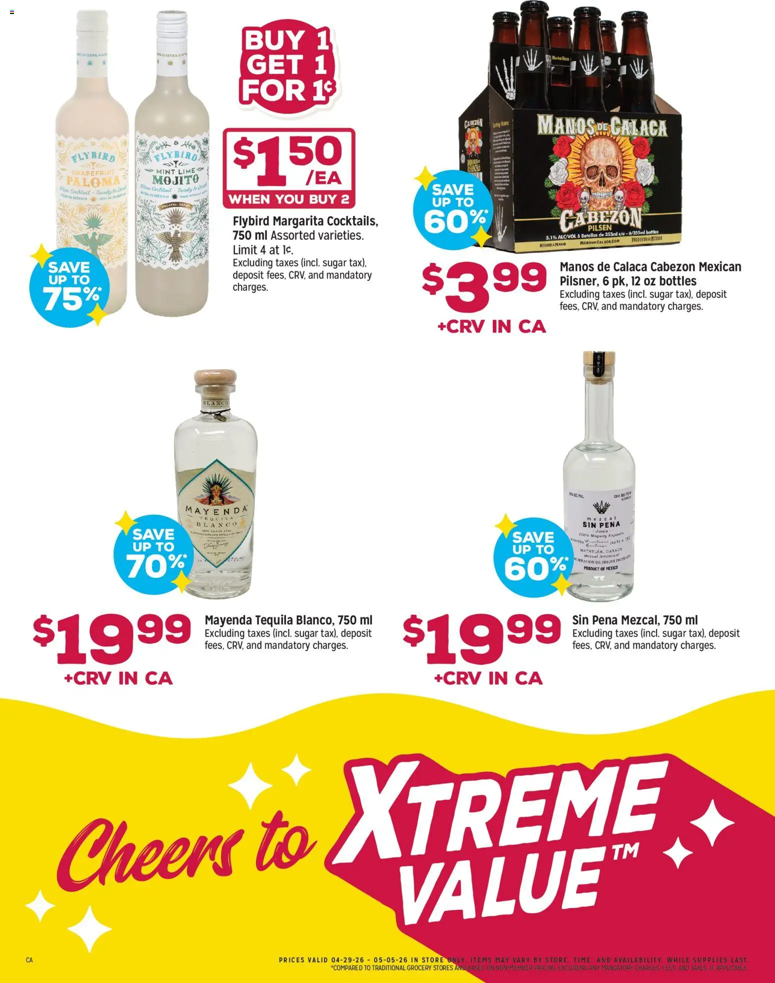 Grocery Outlet Weekly Ad - CA - valid from 29.04.2026 | Page: 4 | Products: Wine, Grapefruit, Sugar, Lime
