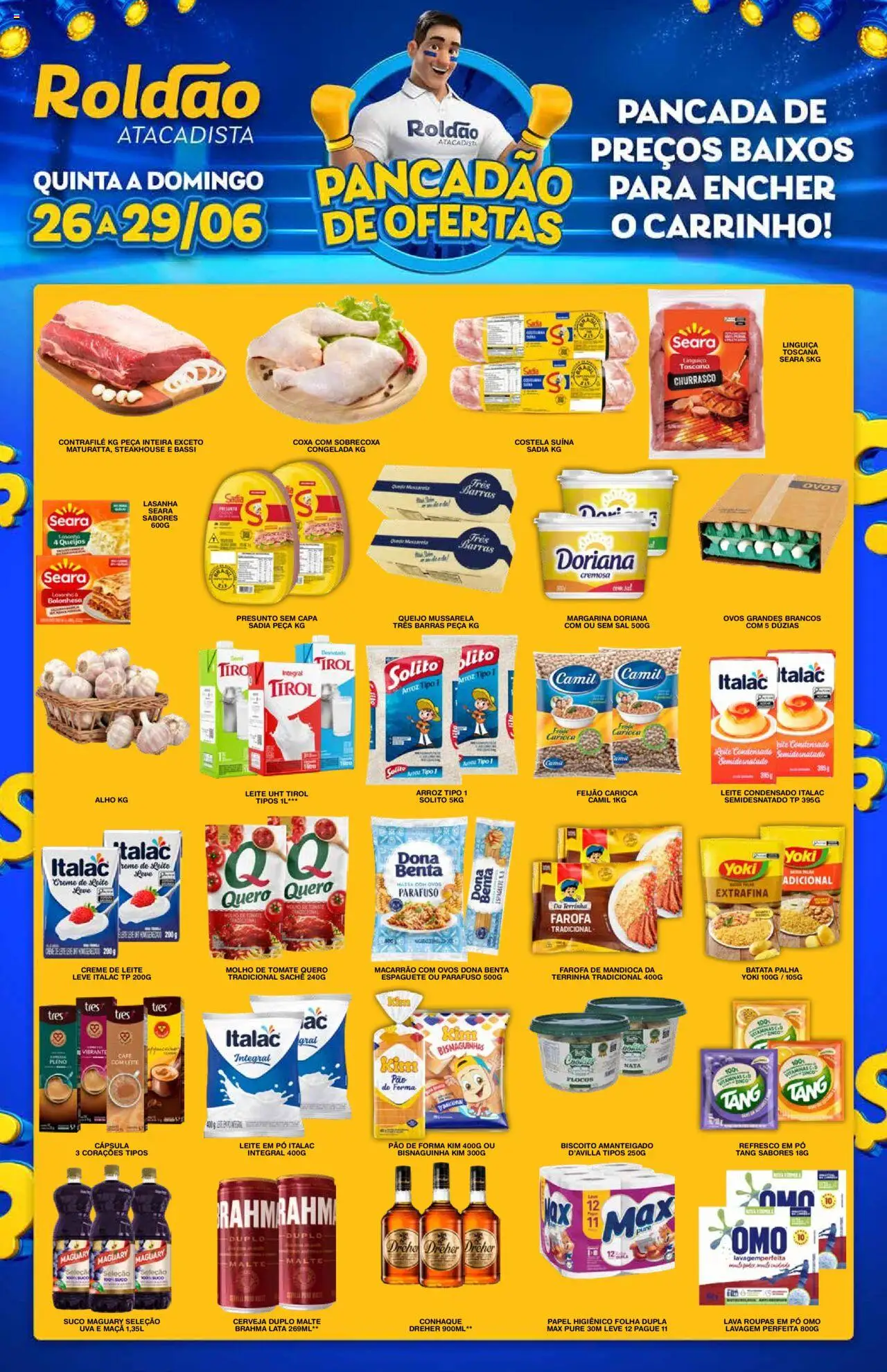 Roldão Folheto - válido de 26.06.2025 | Página: 1 | Produtos: Suco, Macarrão, Batata, Leite em pó