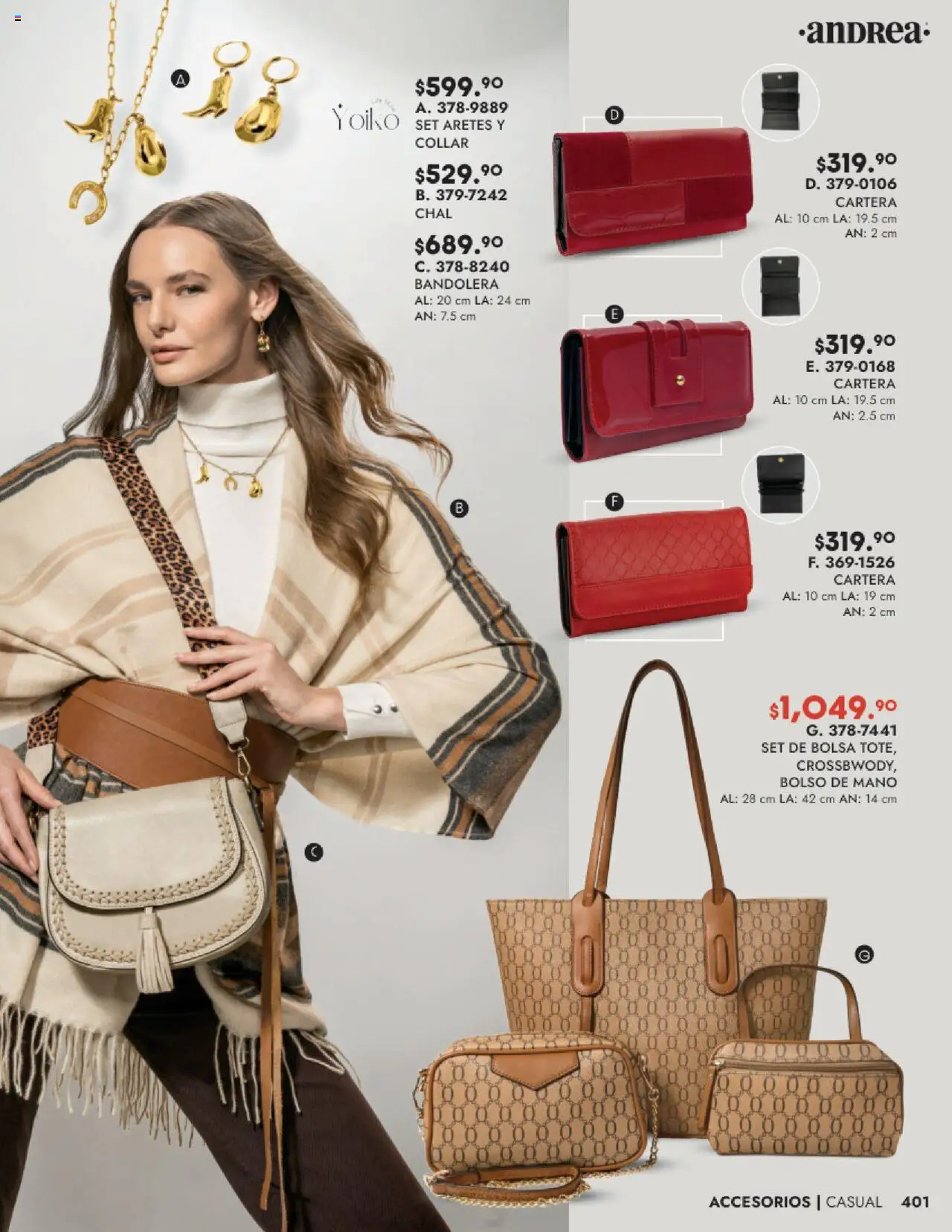 Nuevas ofertas de Andrea válidas en toda la República Mexicana desde el 24.08.2025. ¡Encuentra las mejores ofertas en Andrea - Catálogo Accesorios! | Página: 15 | Productos: Chal, Bolsa, Bolso, Aretes