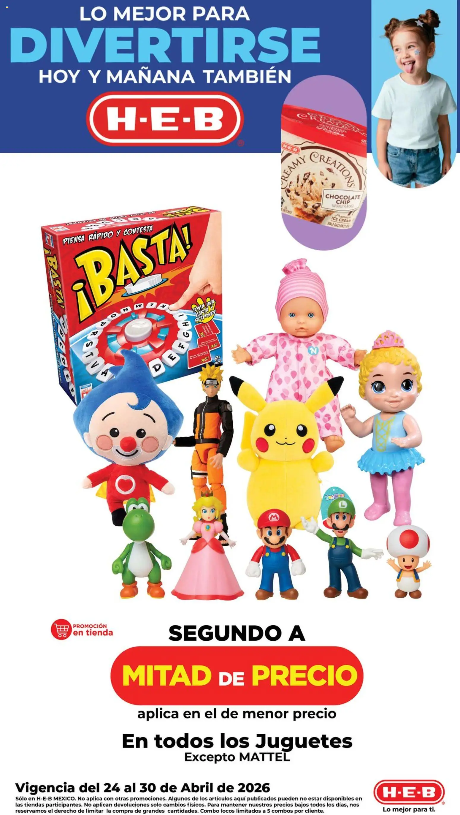 Nuevas ofertas de H-E-B válidas en toda la República Mexicana desde el 24.04.2026. ¡Encuentra las mejores ofertas en H-E-B folleto! | Página: 1 | Productos: Chocolate, Pasta