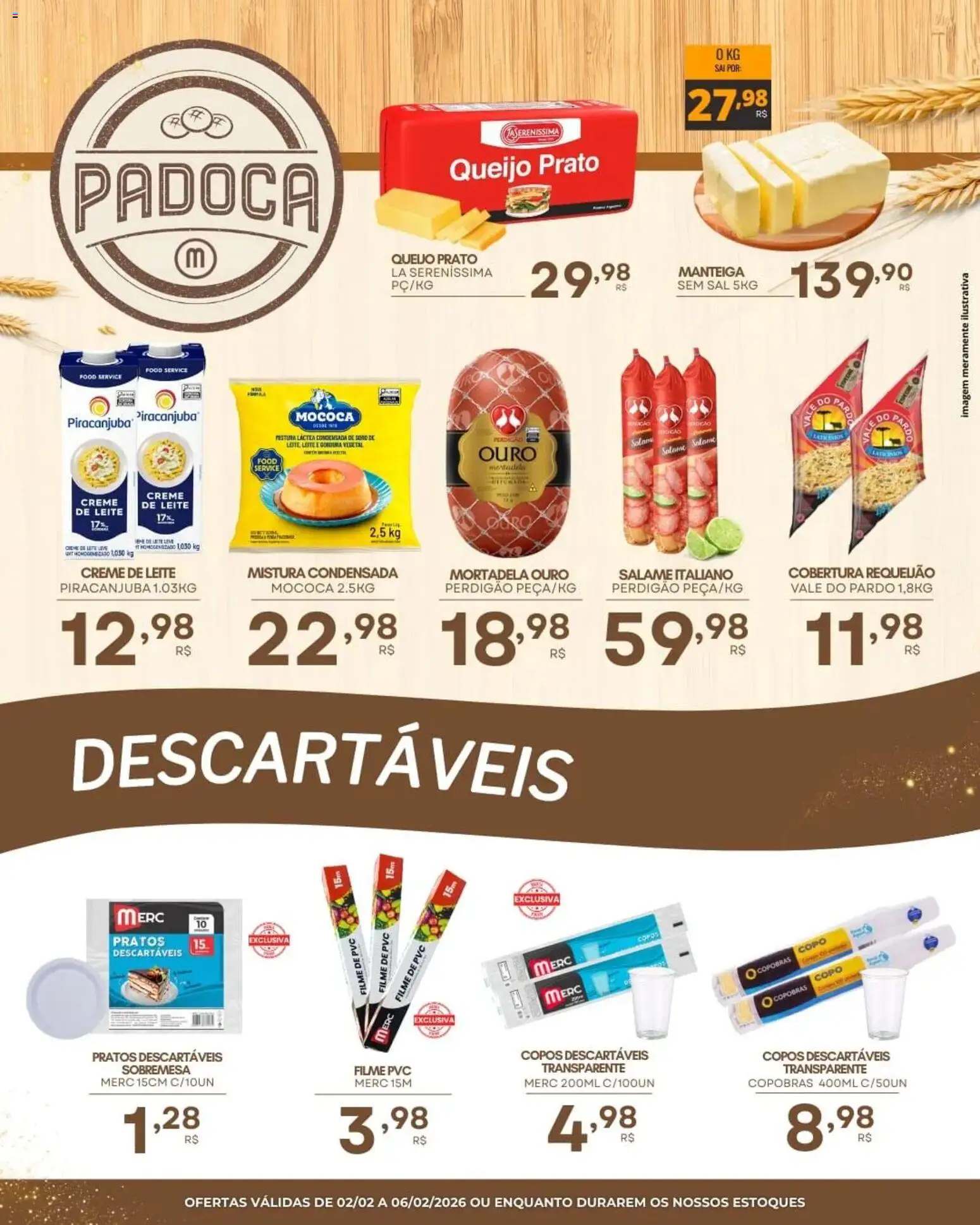 Mercadão Atacadista Folheto - válido de 02.02.2026 | Página: 3 | Produtos: Manteiga, Creme de leite, Copos, Requeijão