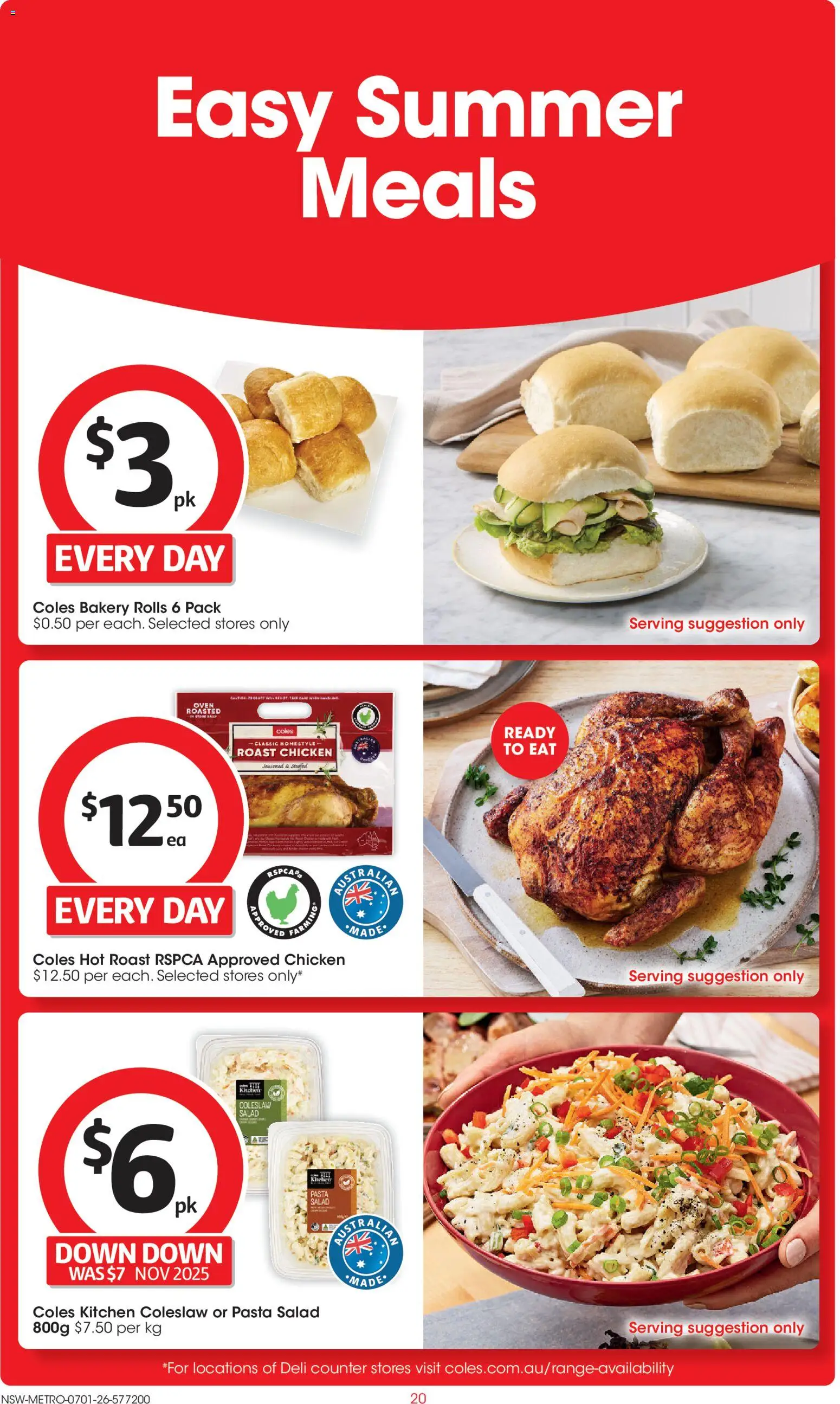 Coles catalogue - valid from 07.01.2026 | Page: 20 | Products: Chicken, Pasta, Oven, Bakery