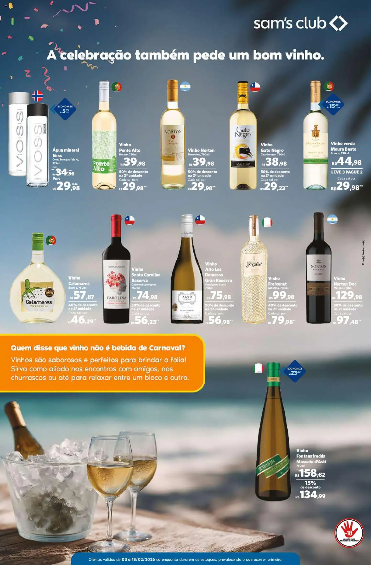 Sam's Club Folheto - válido de 03.02.2026 | Página: 9 | Produtos: Vinho santa carolina, Vinho, Bebida, Água mineral