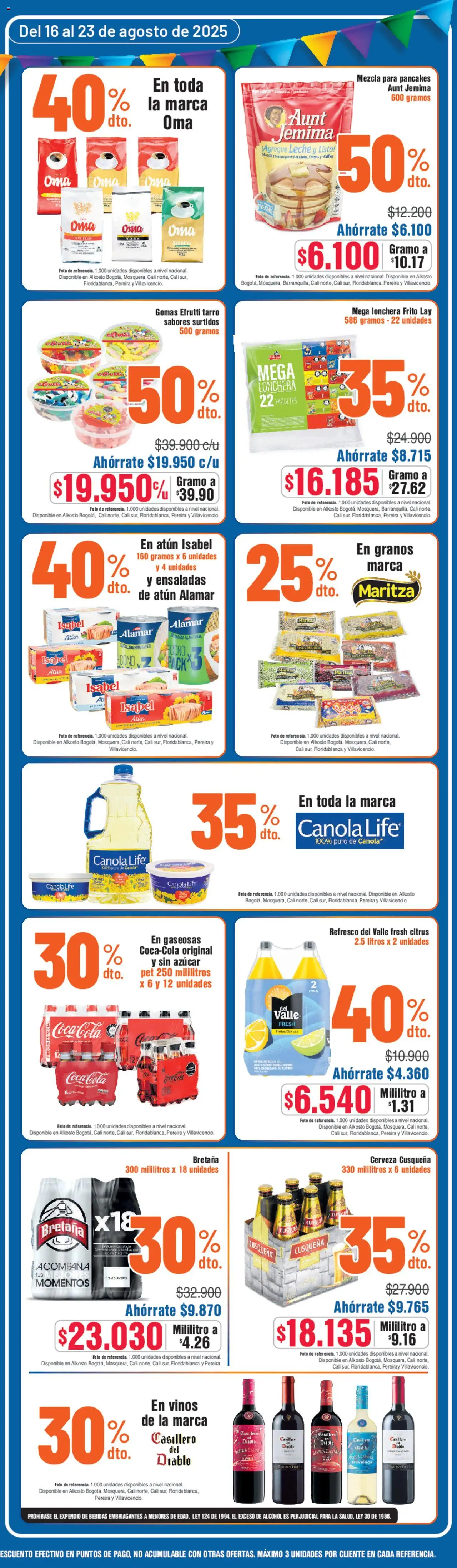 Alkosto revista - valida desde el 16.08.2025 | Página: 4 | Productos: Atún, Gomas, Lonchera, Cerveza