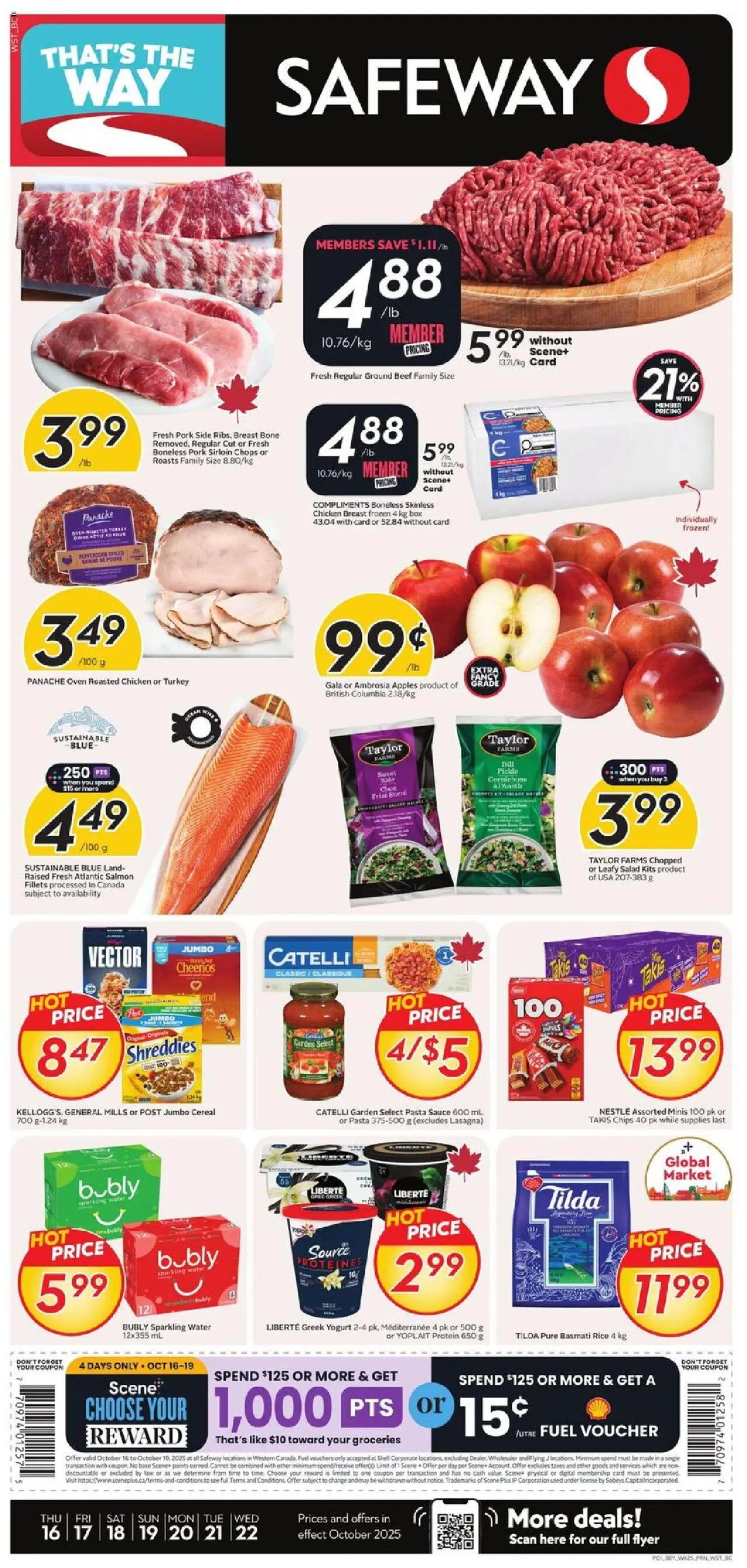 Safeway flyer valid from 16.10.2025 | Page: 1 | Products: Rice, Chips, Oven, Chicken