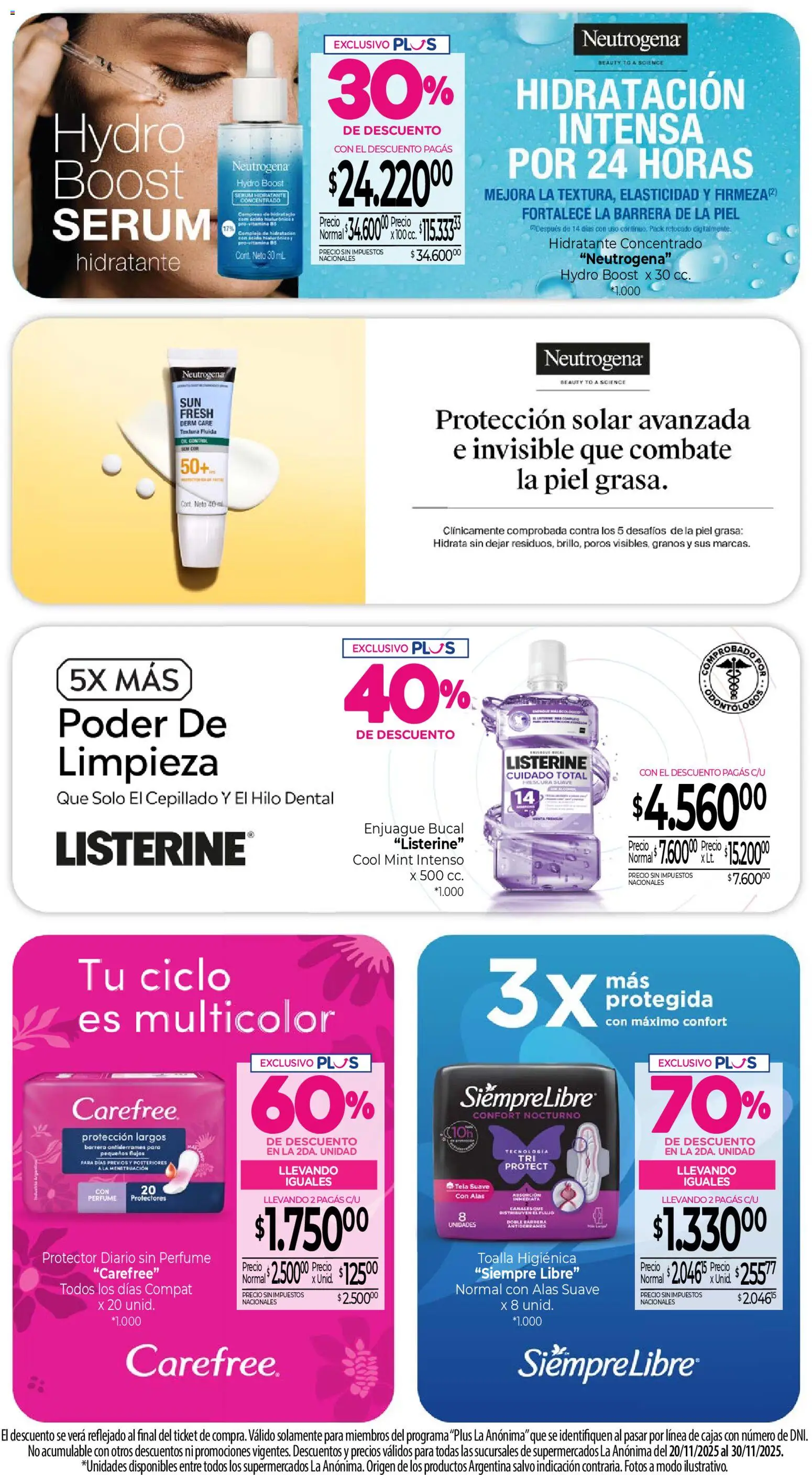 La Anonima catálogo │ válido desde el 20.11.2025 | Página: 26 | Productos: Toalla, Perfume, Serum, Enjuague bucal