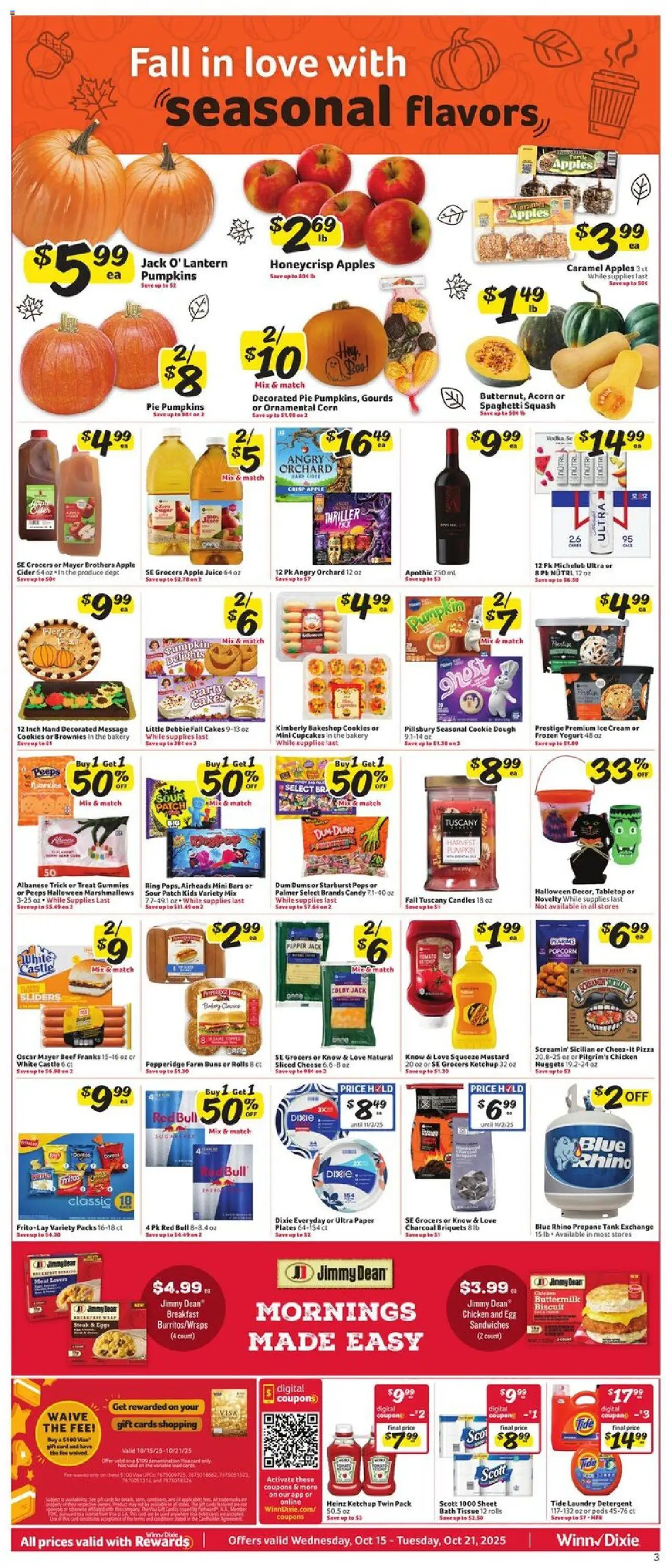 Winn Dixie Weekly Ad - valid from 15.10.2025 | Page: 3 | Products: Bakery, Cream, Ice cream, Pepper