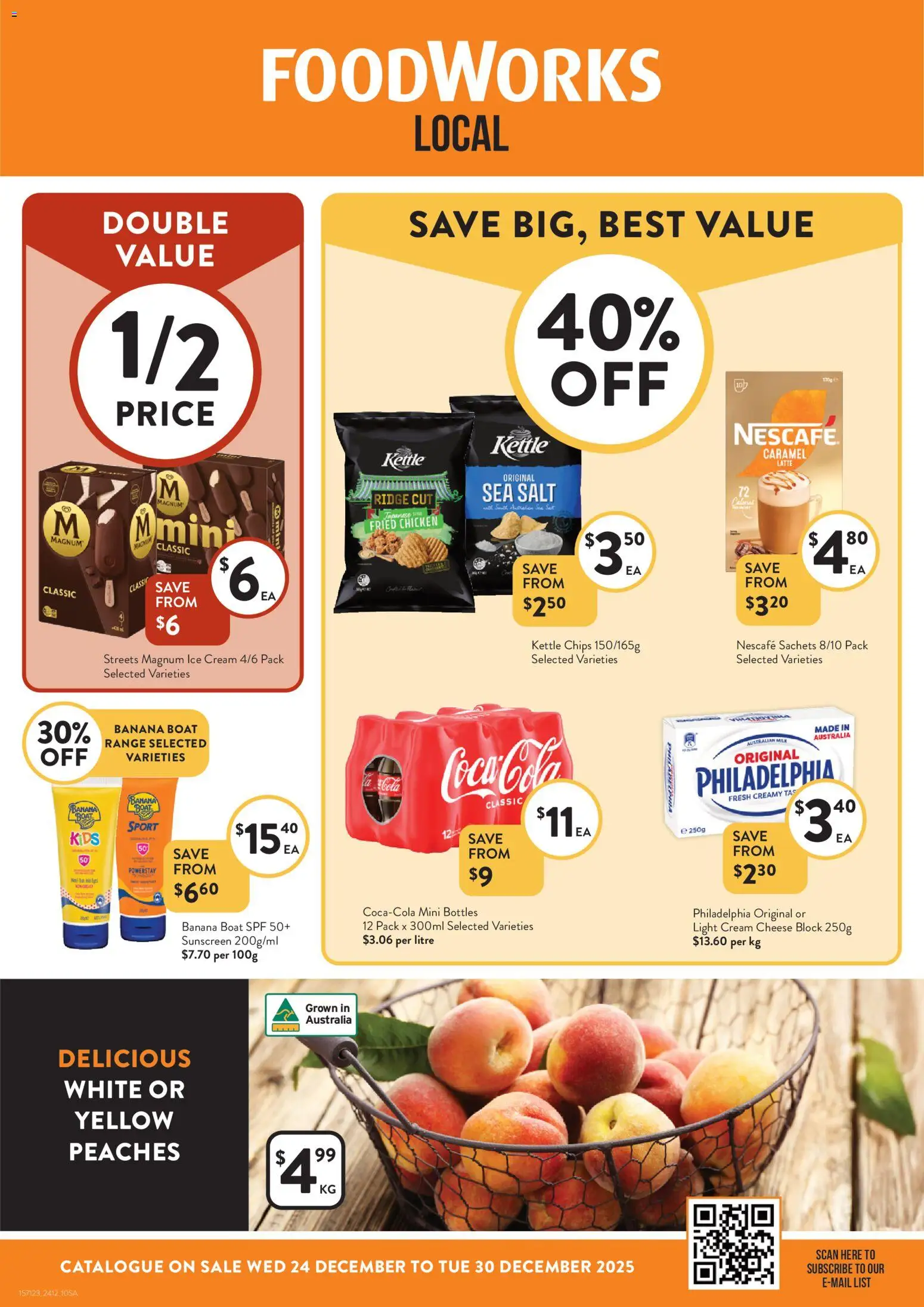 Foodworks catalogue - valid from 24.12.2025 | Page: 1 | Products: Light, Sunscreen, Ice cream, Salt