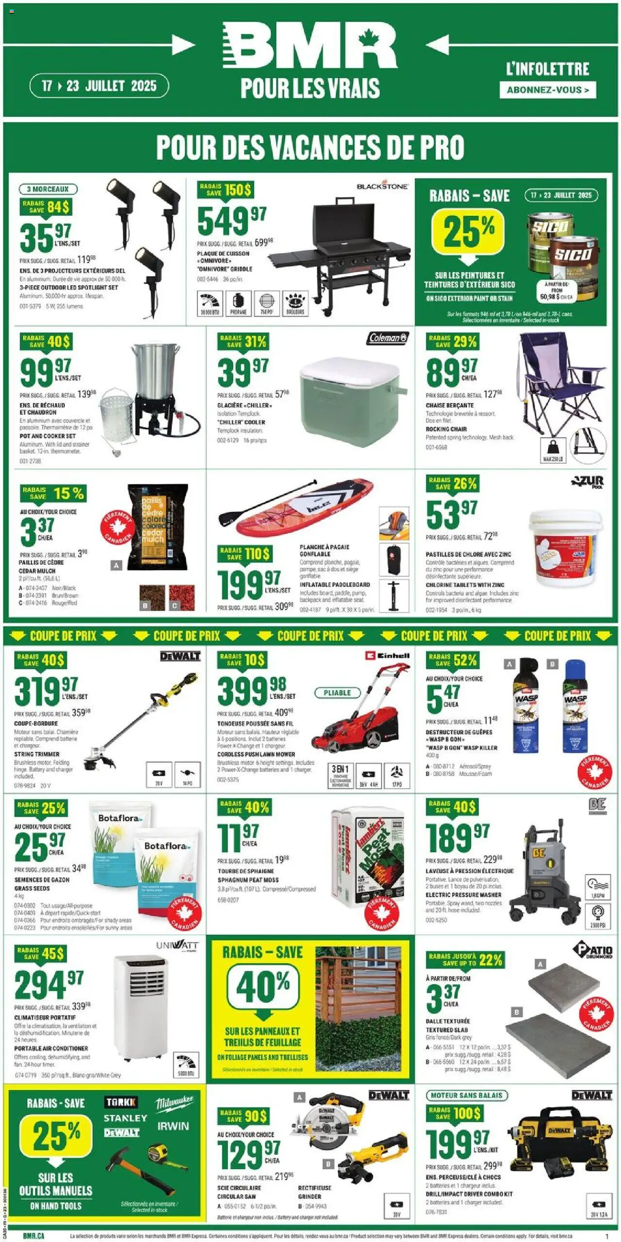 BMR flyer valid from 17.07.2025 | Page: 1 | Products: Grinder, Cooker, Mower, Battery