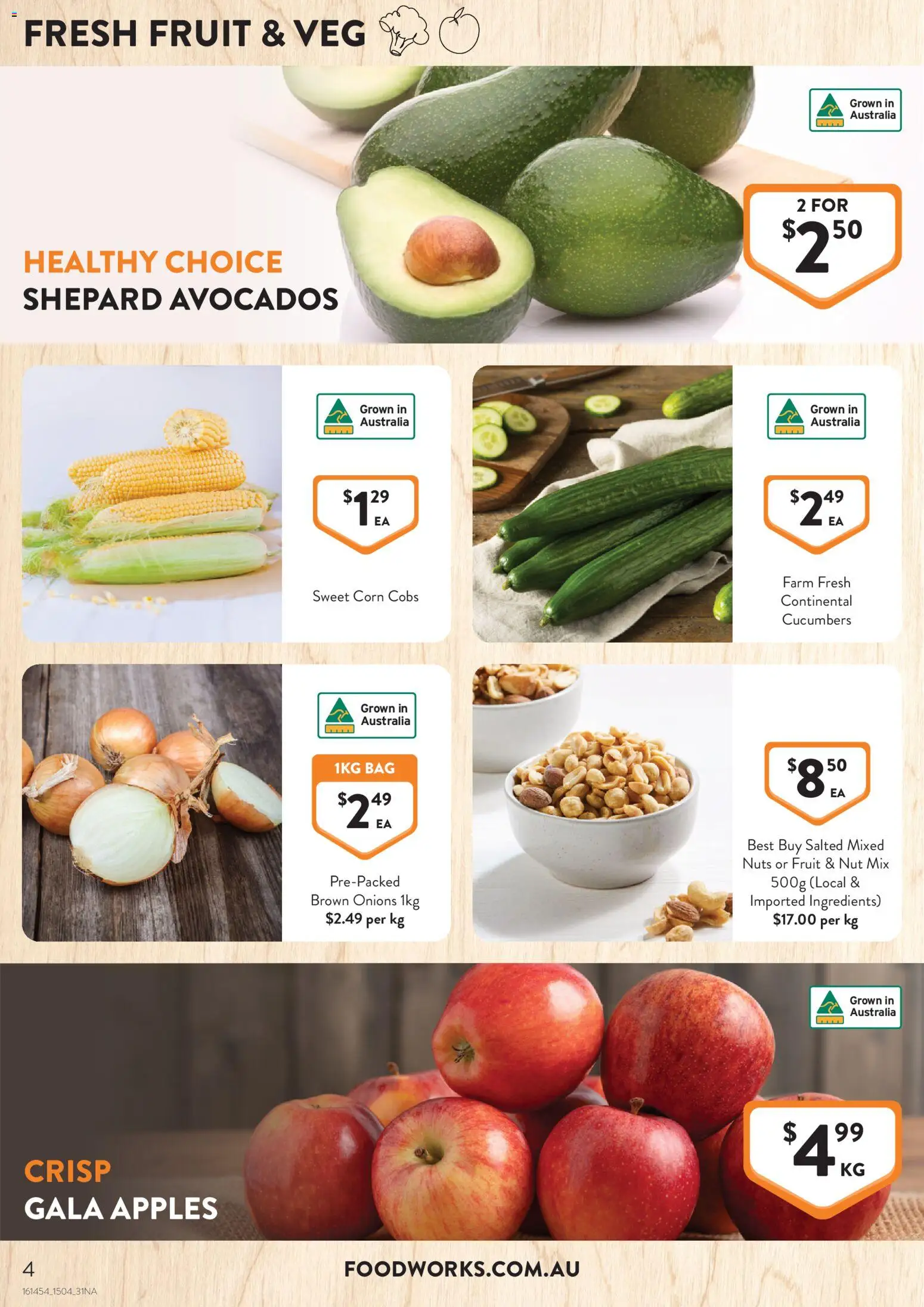 Foodworks catalogue - valid from 15.04.2026 | Page: 4 | Products: Apples, Nuts, Cucumbers, Bag