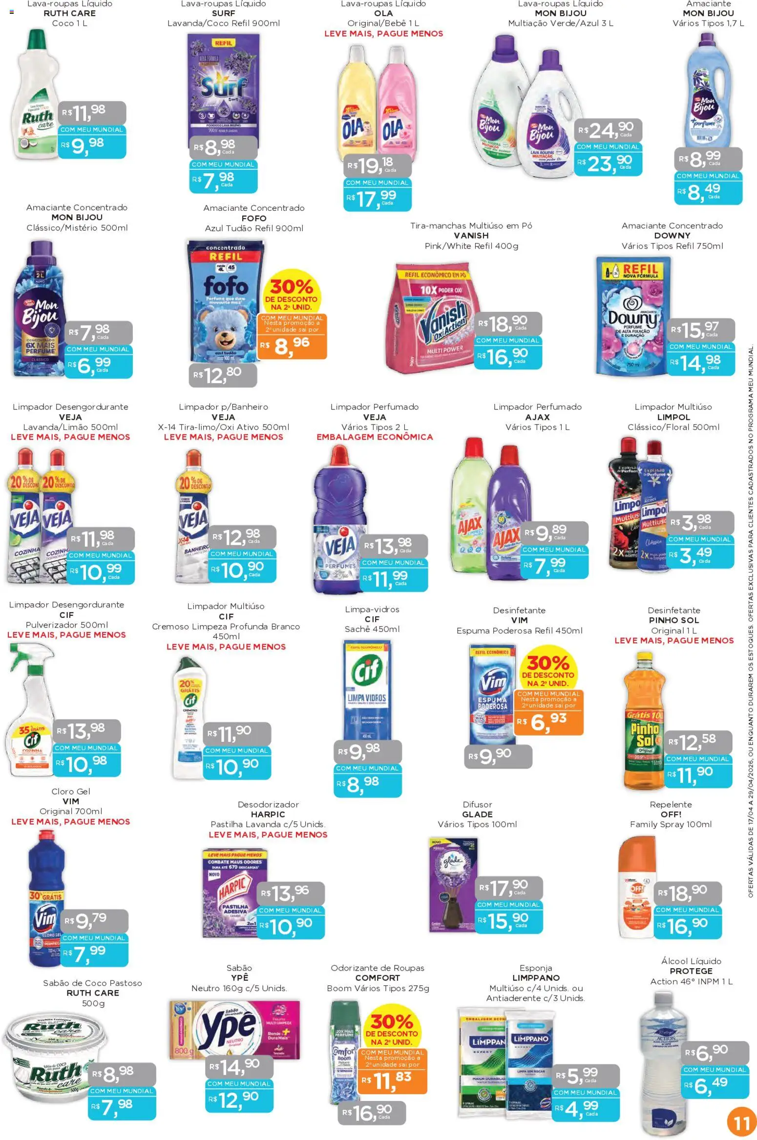 Mundial Folheto - válido de 17.04.2026 | Página: 11 | Produtos: Difusor, Esponja, Roupas, Limpa vidros