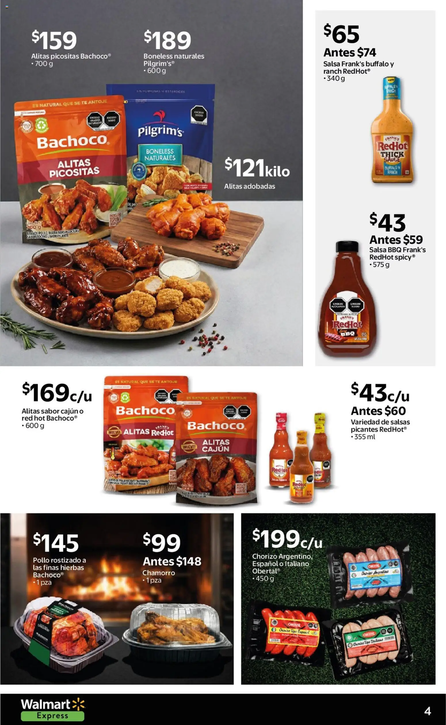 Nuevas ofertas de Walmart Express válidas en toda la República Mexicana desde el 30.01.2026. ¡Encuentra las mejores ofertas en Walmart Express folleto Ofertas! | Página: 4 | Productos: Pollo, Tocino, Limón, Chorizo