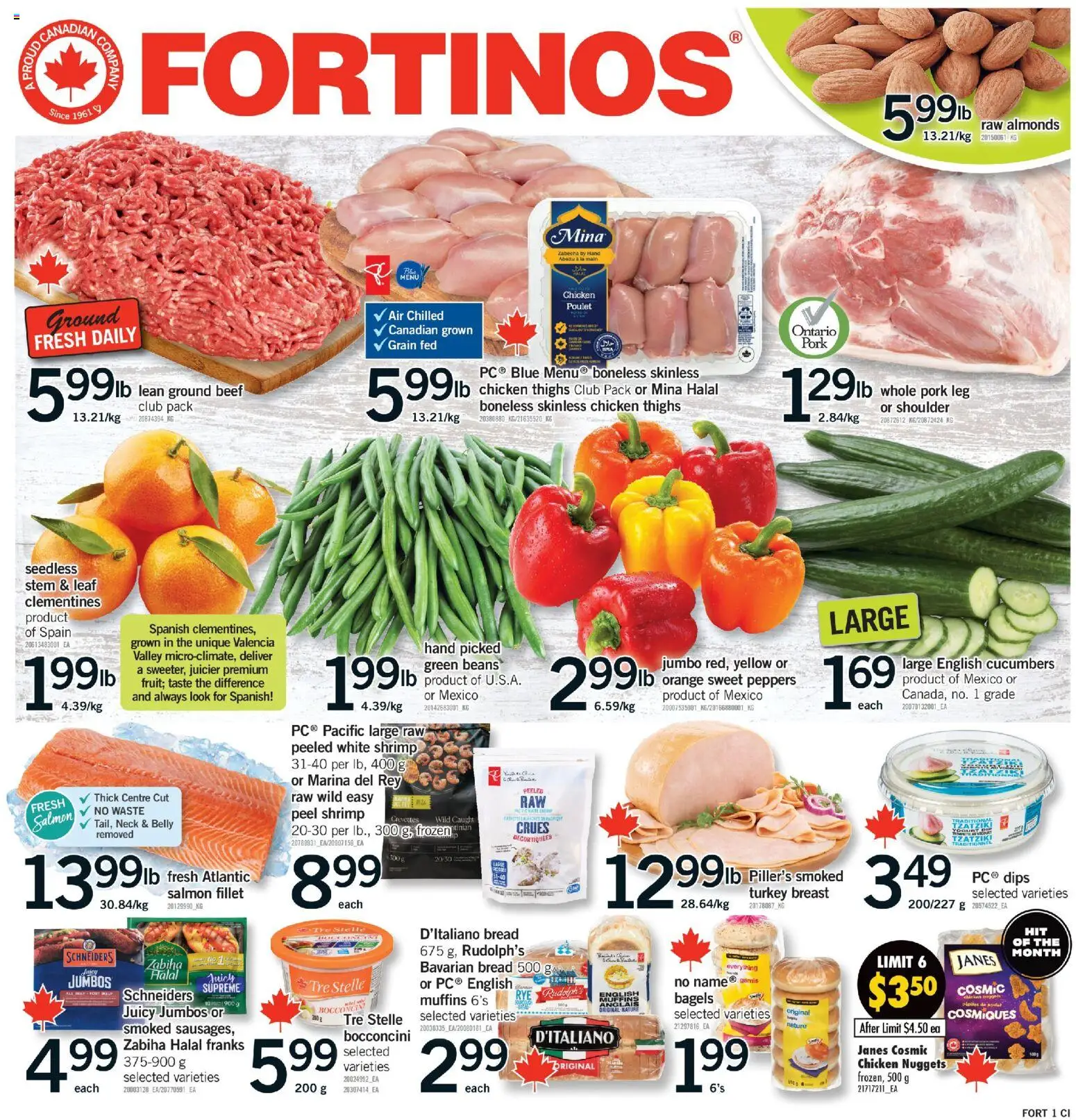 Fortinos flyer valid from 15.01.2026 | Page: 1 | Products: Cucumbers, Turkey, Chicken, Pork