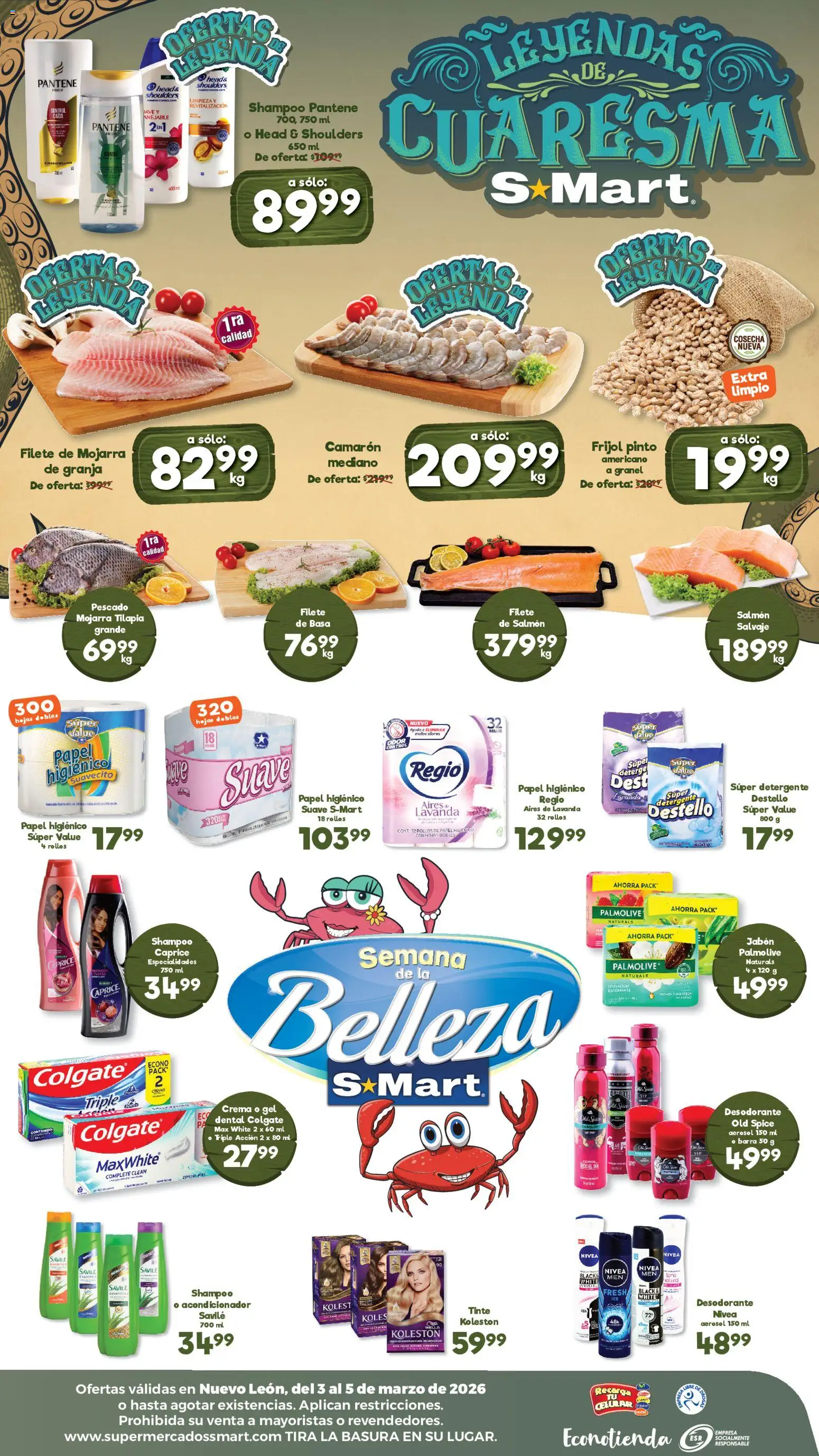 Nuevas ofertas de S-Mart válidas en toda la República Mexicana desde el 03.03.2026. ¡Encuentra las mejores ofertas en S-Mart folleto Monterrey! | Página: 2 | Productos: Desodorante, Detergente, Crema, Acondicionador