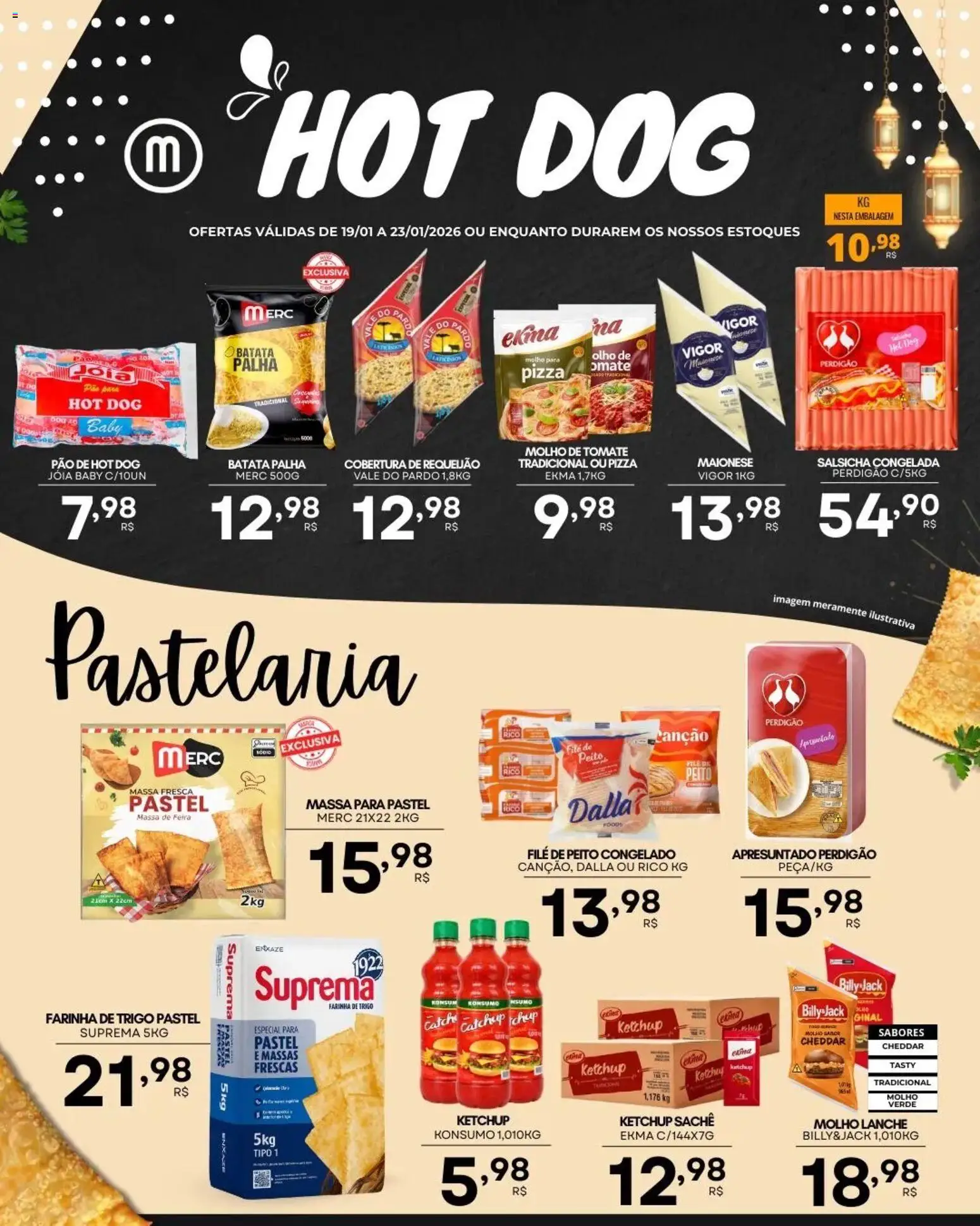 Mercadão Atacadista Folheto - válido de 19.01.2026 | Página: 2 | Produtos: Farinha de trigo, Cheddar, Massa, Ketchup