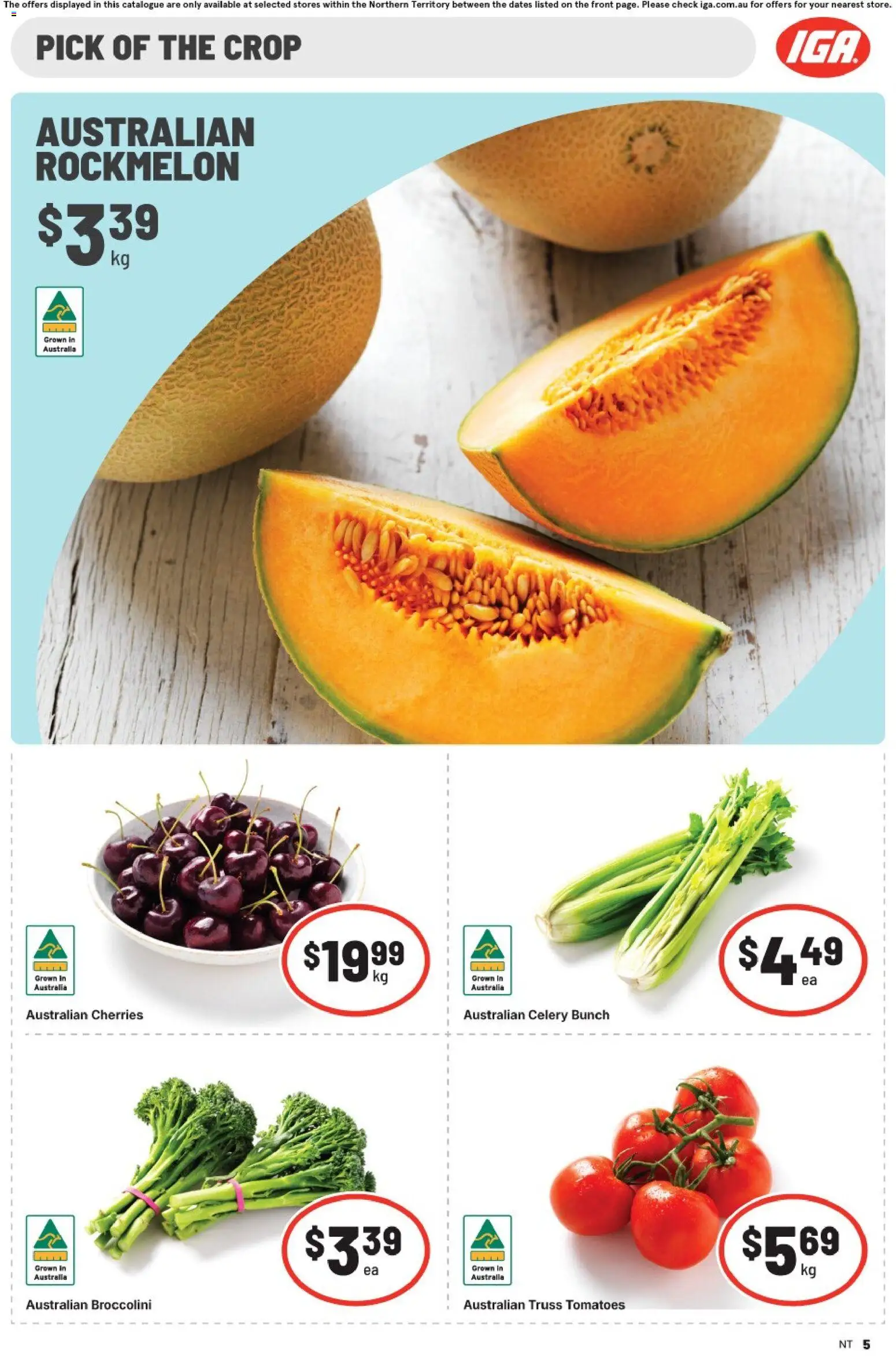 IGA catalogue - valid from 24.12.2025 | Page: 5 | Products: Cherries, Tomatoes, Rockmelon