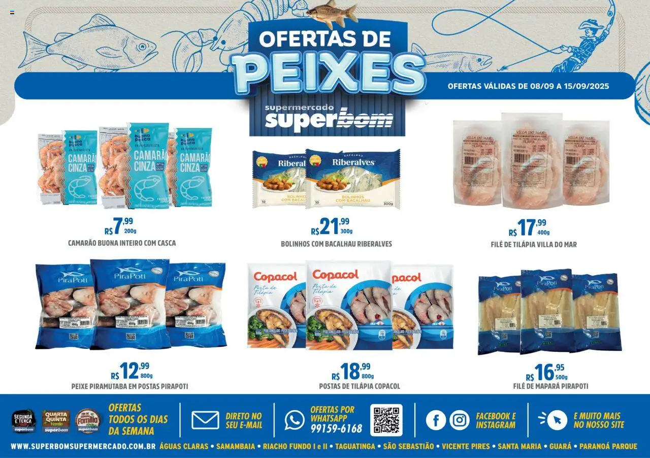 Superbom Folheto - válido de 08.09.2025 | Página: 1 | Produtos: Bacalhau, Tilápia, Sal, Filé de tilápia