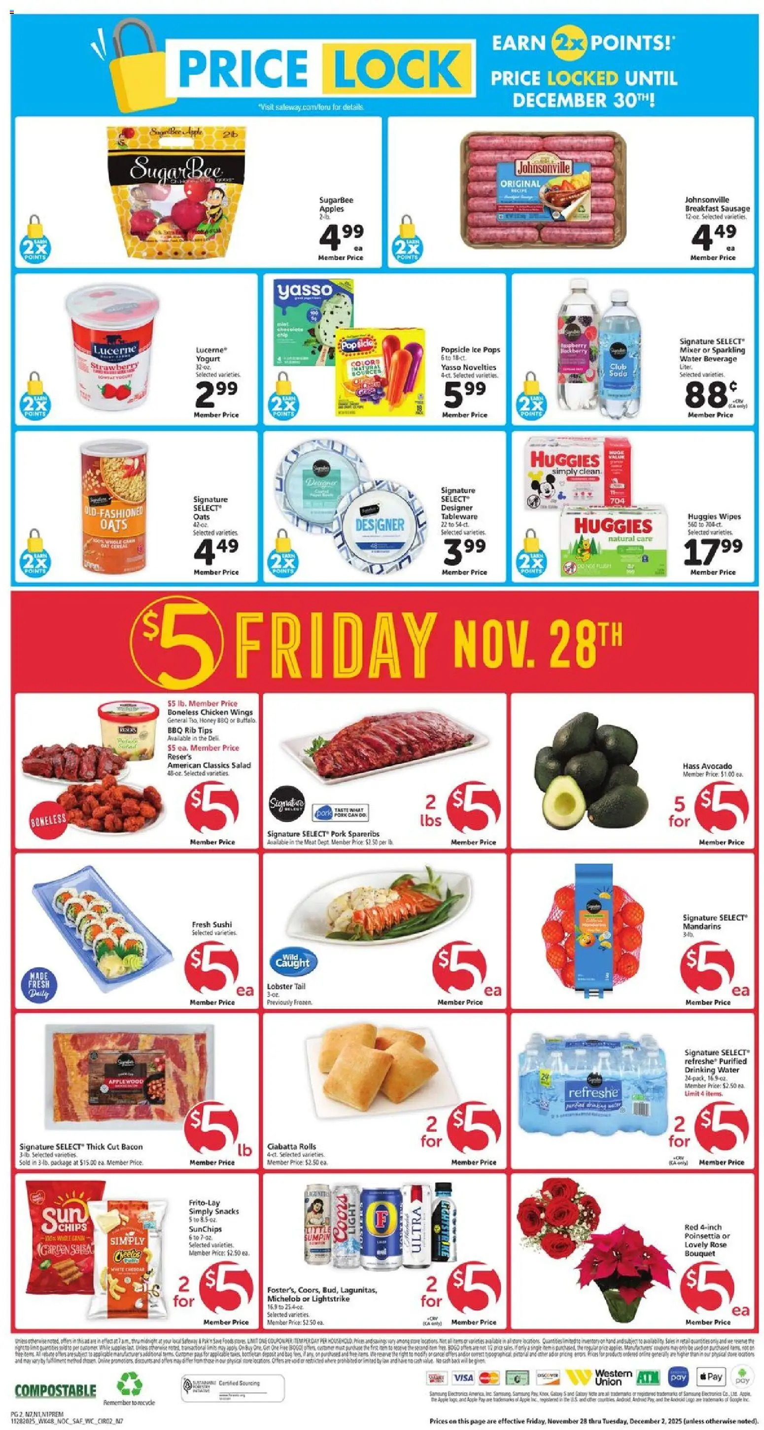 Safeway Weekly Ad - valid from 28.11.2025 | Page: 2 | Products: Mandarins, Apples, Salad, Mixer