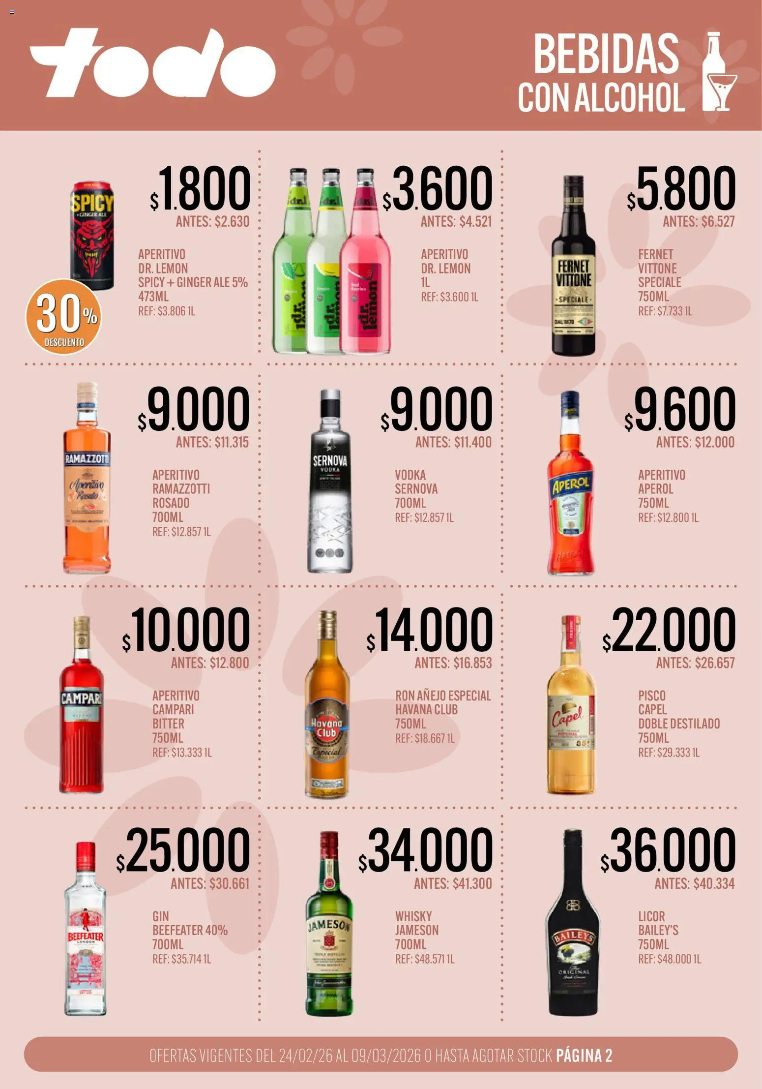 Supermercados TODO - Ofertas │ válido desde el 24.02.2026 | Página: 2 | Productos: Vodka, Whisky, Fernet