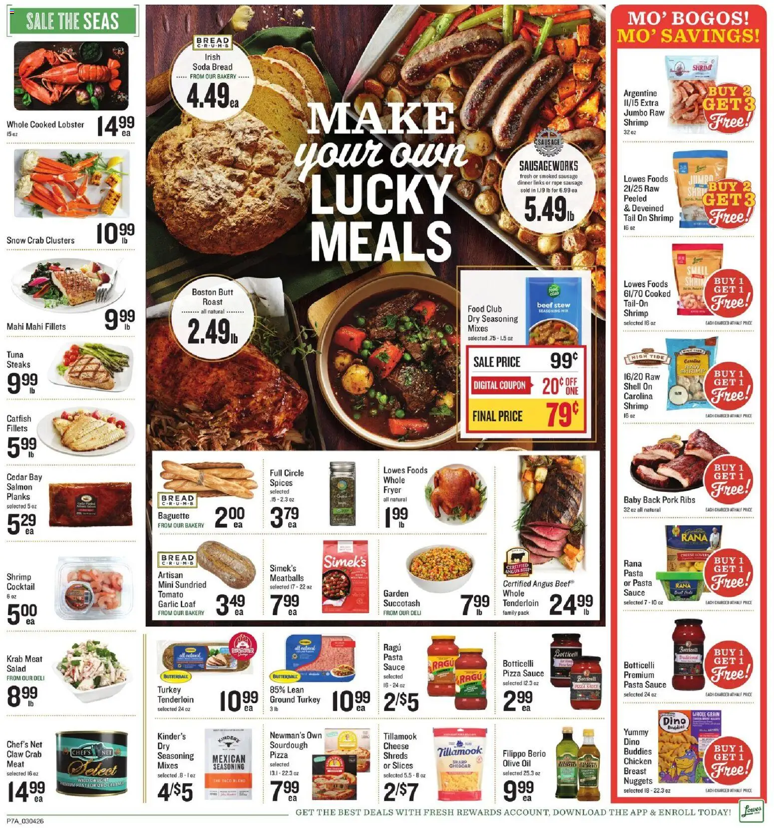 Lowes Foods Weekly Ad - valid from 04.03.2026 | Page: 11 | Products: Cheese, Bread, Pork, Sauce