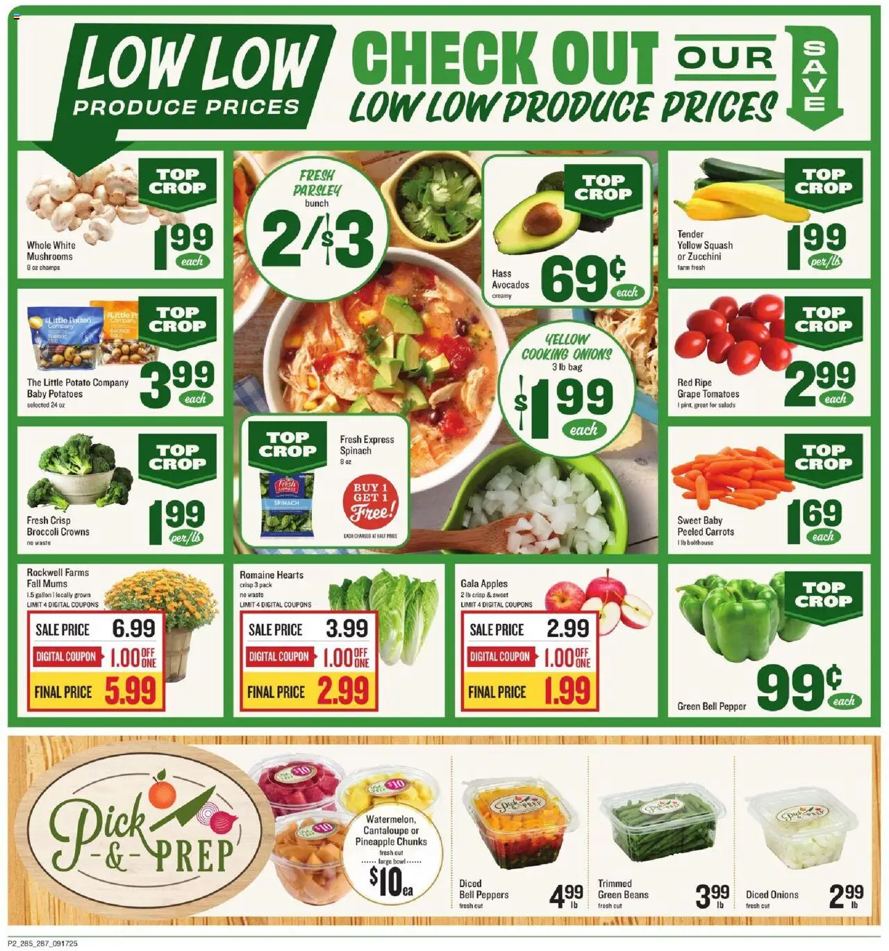 Lowes Foods Weekly Ad - NC - valid from 17.09.2025 | Page: 2 | Products: Peppers, Mushrooms, Spinach, Apples