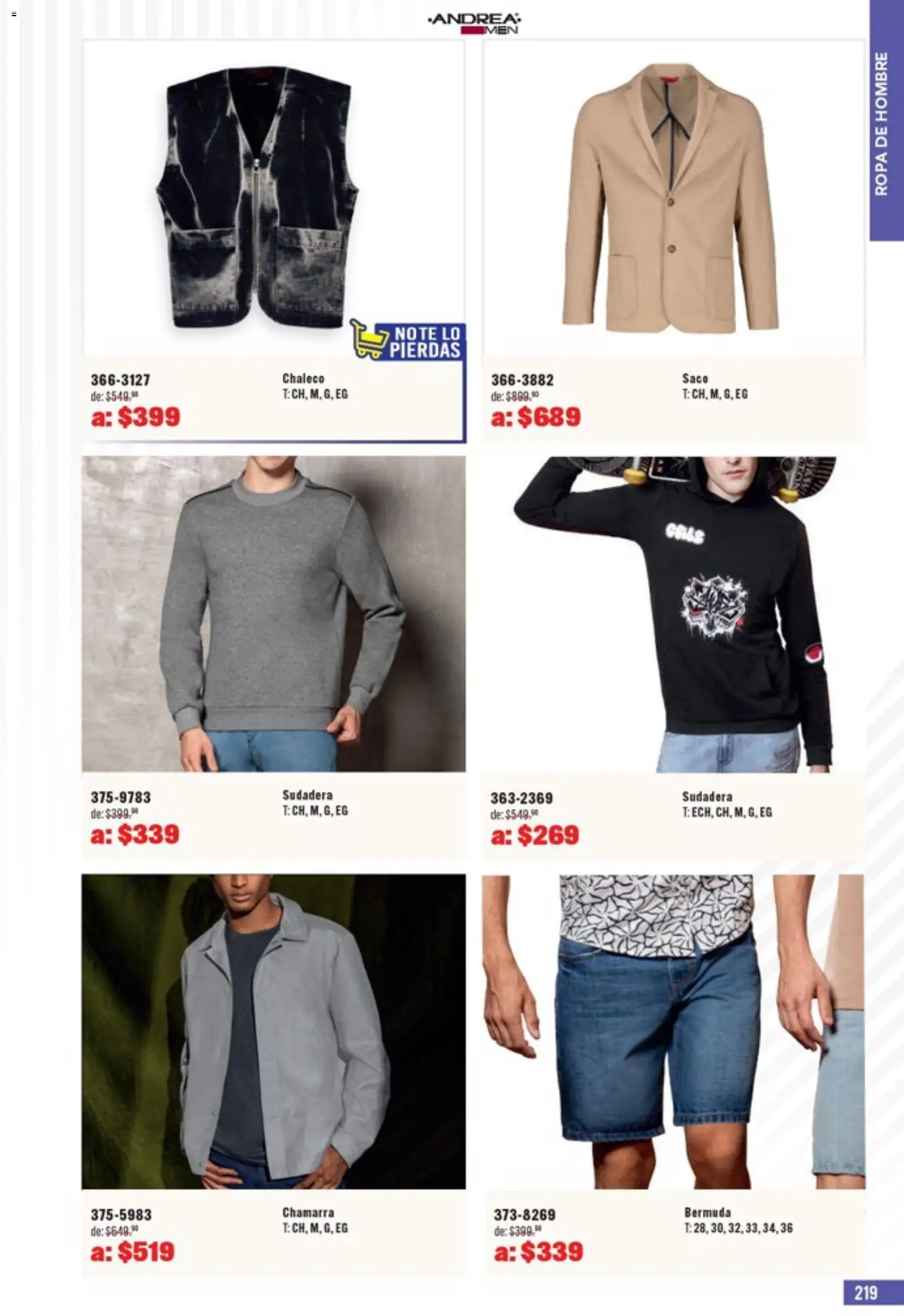 Nuevas ofertas de Andrea válidas en toda la República Mexicana desde el 05.04.2026. ¡Encuentra las mejores ofertas en Andrea catálogo Outlet! | Página: 219 | Productos: Chaleco, Chamarra, Ropa, Bermuda