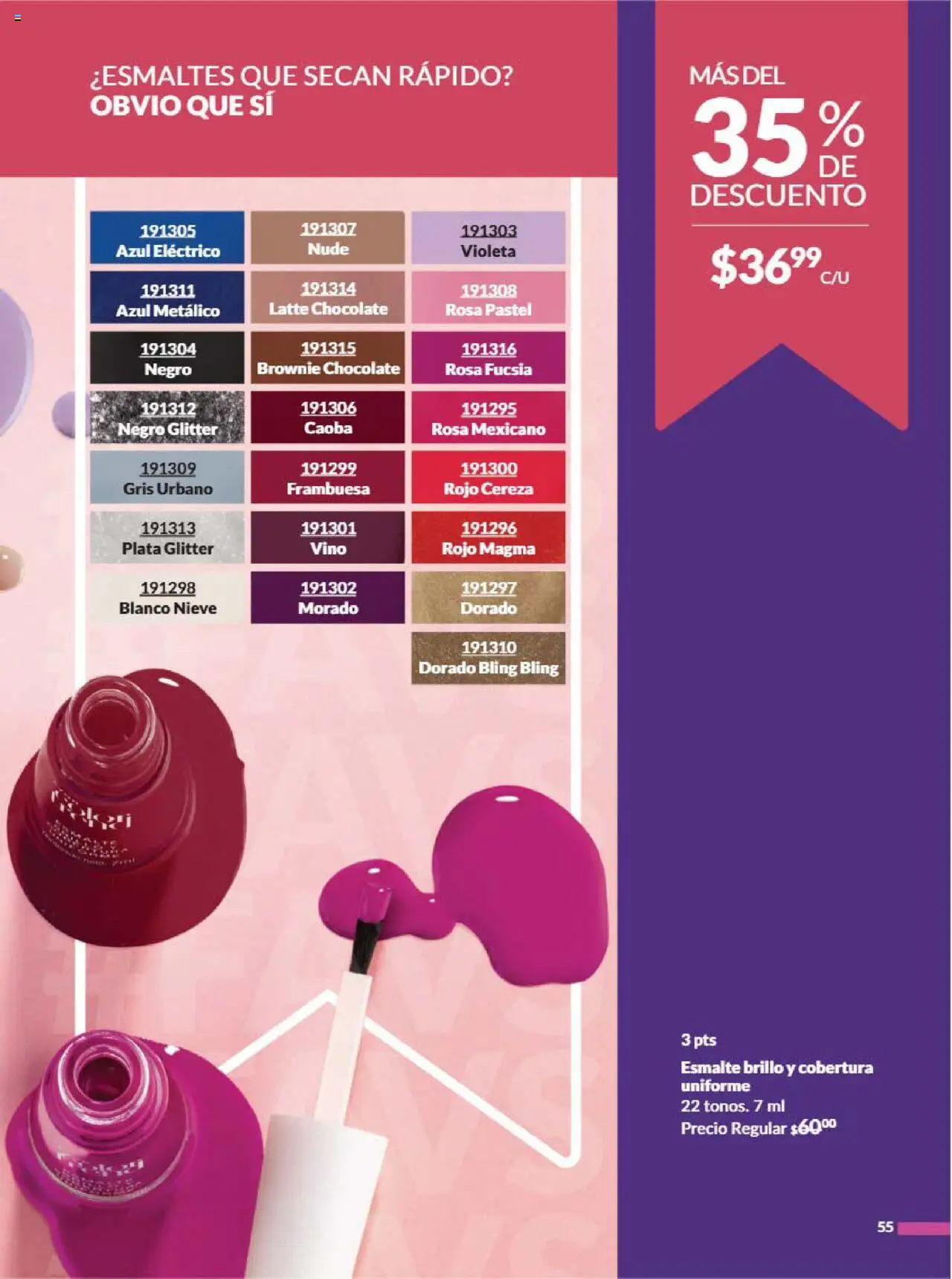 Nuevas ofertas de AVON válidas en toda la República Mexicana desde el 09.08.2025. ¡Encuentra las mejores ofertas en AVON - Campaña 13 2025! | Página: 62 | Productos: Pastel, Chocolate, Vino, Esmalte de uñas