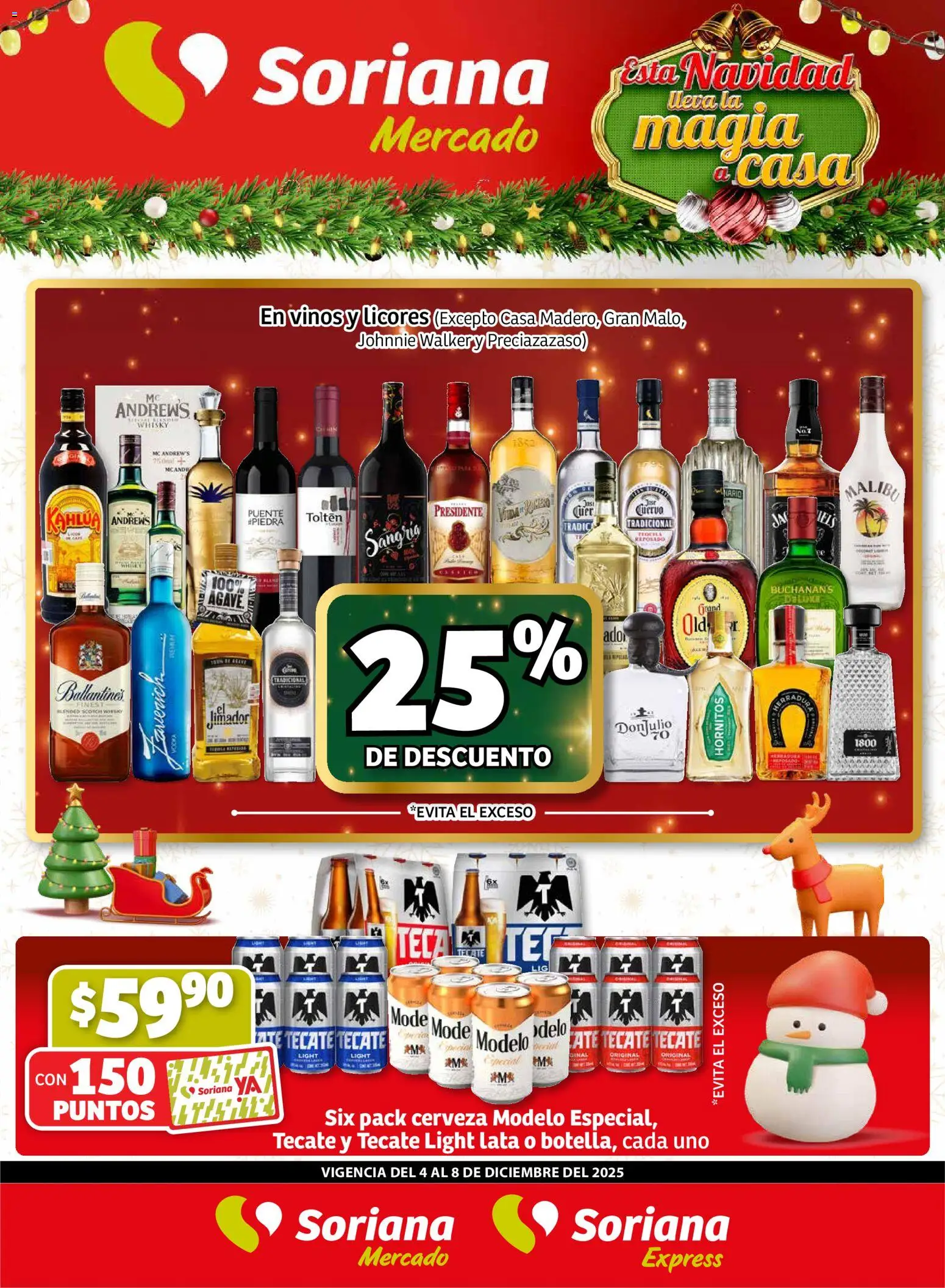 Nuevas ofertas de Soriana válidas en toda la República Mexicana desde el 04.12.2025. ¡Encuentra las mejores ofertas en Soriana - Fin de Semana Mercado: Nuevo León! | Página: 1 | Productos: Cerveza, Whisky