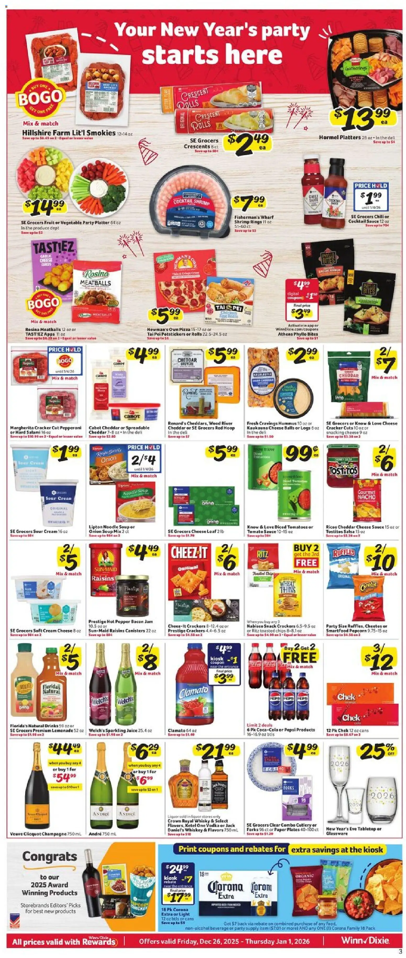 Winn Dixie Weekly Circular - FL - valid from 26.12.2025 | Page: 3 | Products: Chips, Vodka, Pepper, Onion