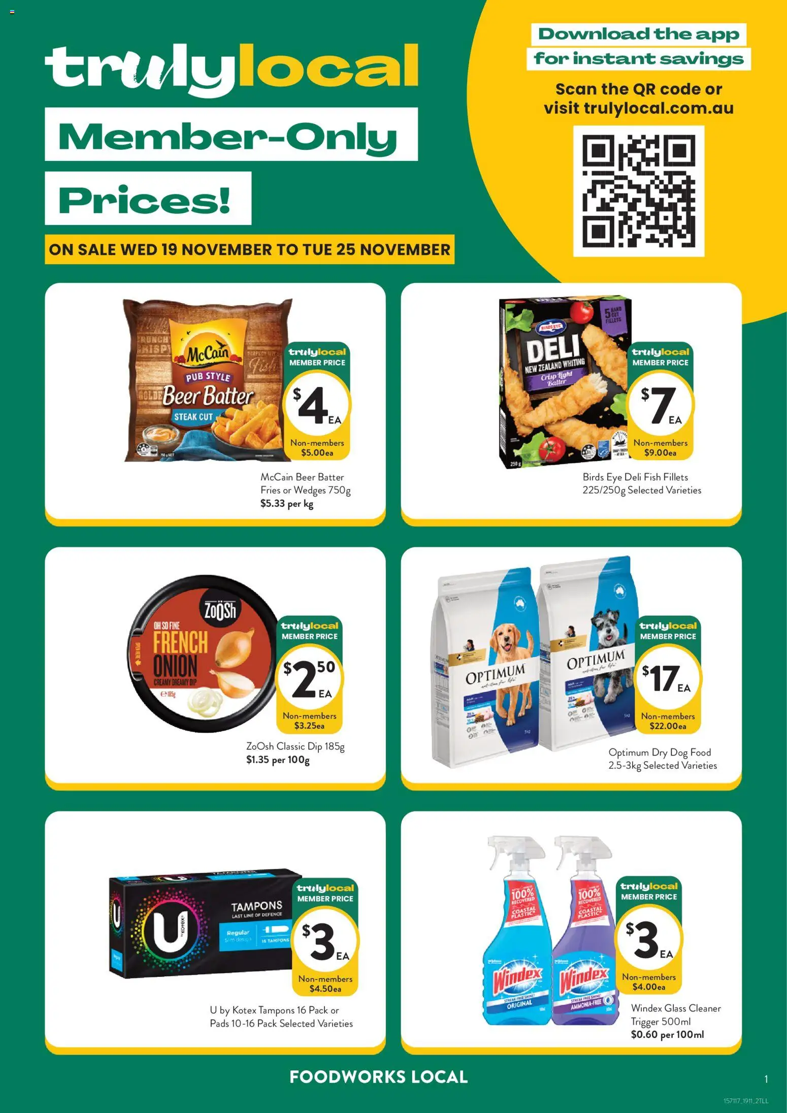 Foodworks catalogue - valid from 19.11.2025 | Page: 1 | Products: Beer, Fish, Dog food, Tampons