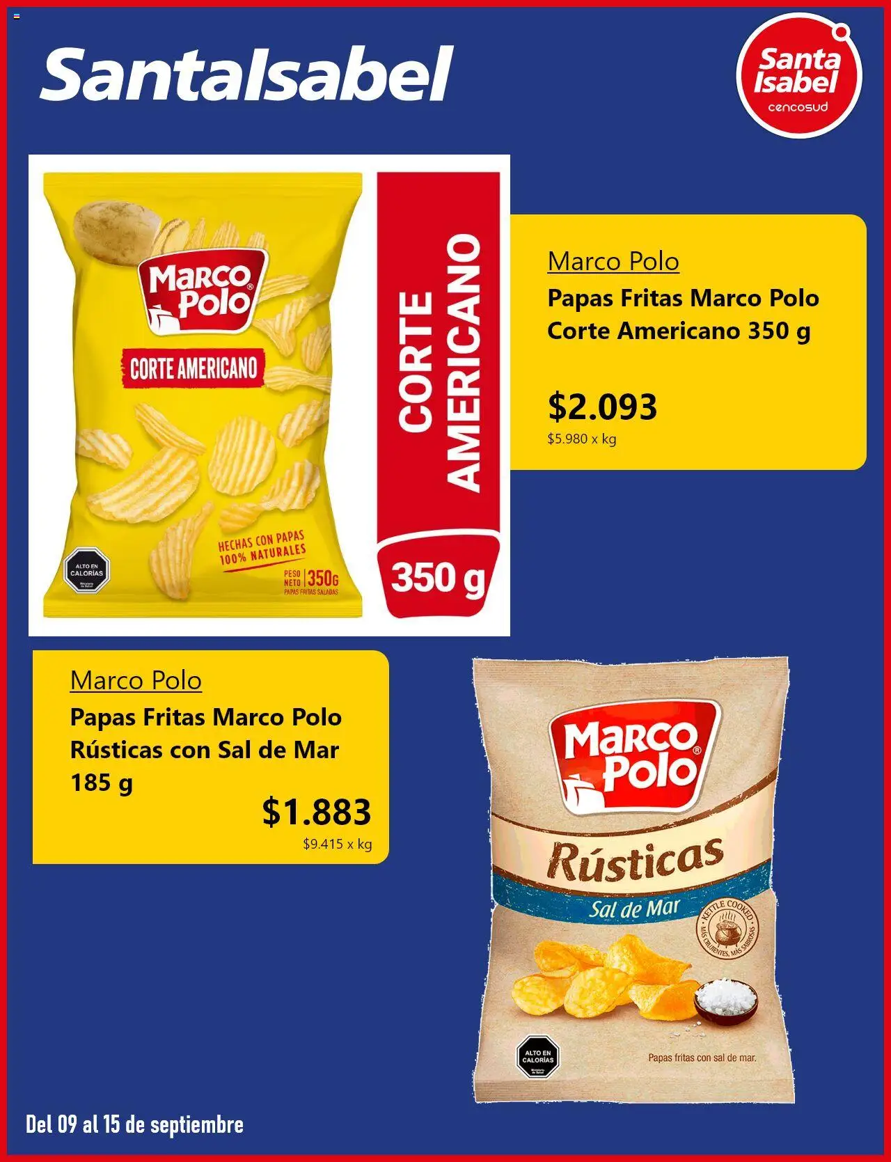 Santa Isabel ofertas  │ válido desde el 09.09.2025 | Página: 2 | Productos: Sal, Papas fritas