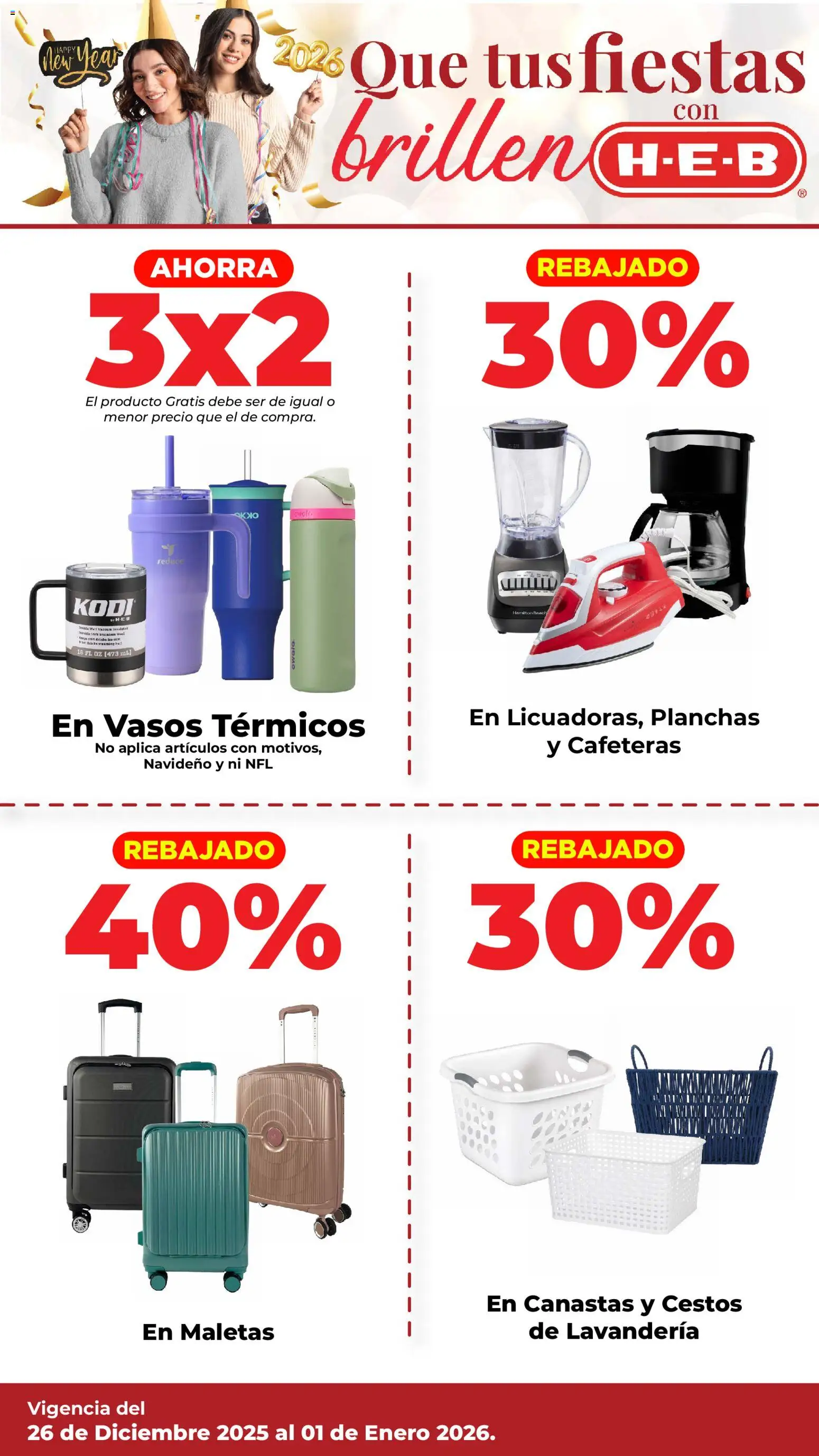 Nuevas ofertas de H-E-B válidas en toda la República Mexicana desde el 26.12.2025. ¡Encuentra las mejores ofertas en H-E-B folleto! | Página: 7 | Productos: Vasos