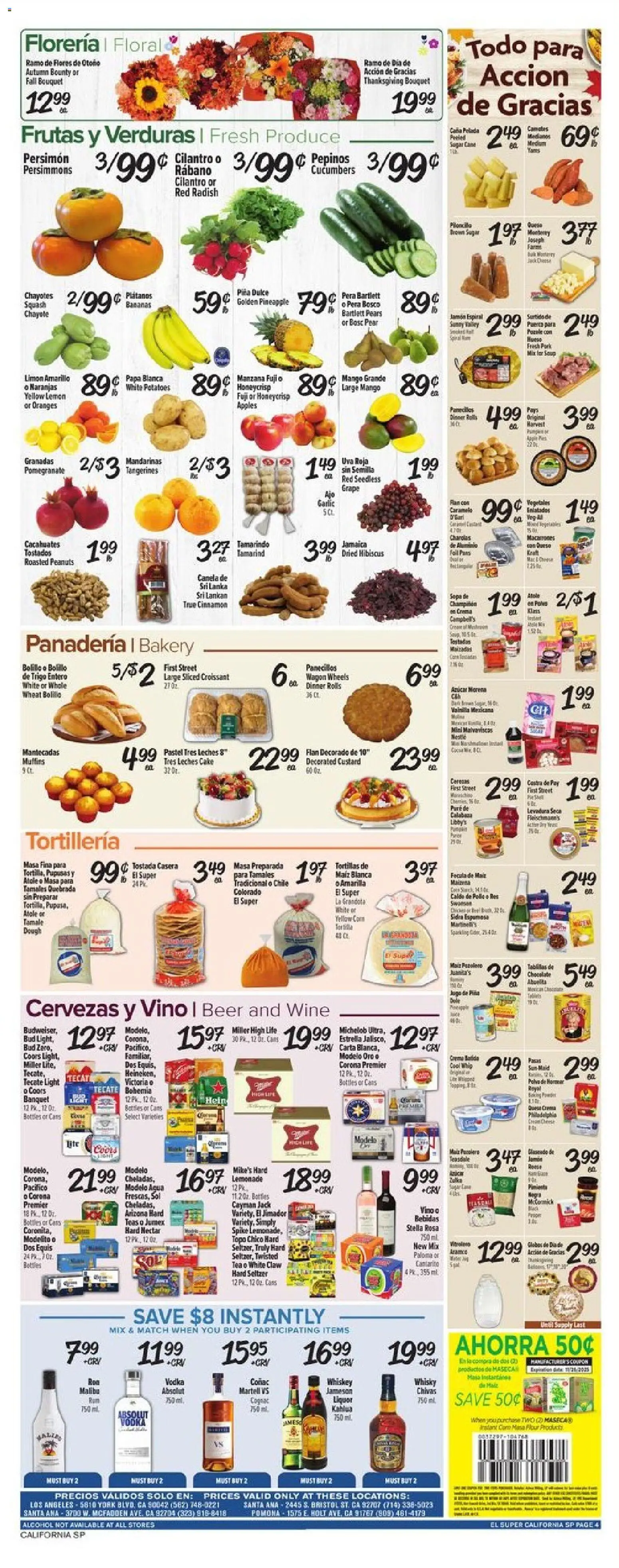 El Super Weekly Ad - valid from 19.11.2025 | Page: 4 | Products: Bakery, Corn, Beer, Sugar