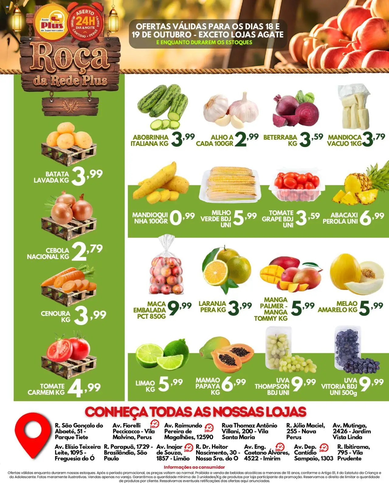 Rede Plus Supermercados Folheto - válido de 17.10.2025 | Página: 4 | Produtos: Pera, Beterraba, Abacaxi, Batata