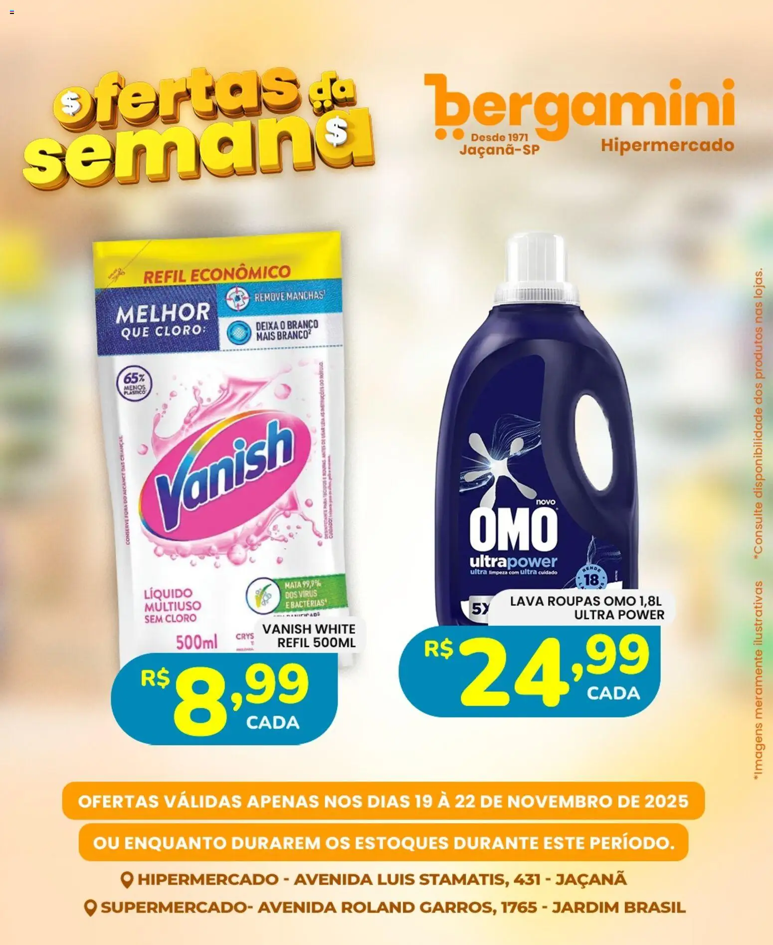 Supermercado Bergamini Folheto - válido de 19.11.2025 | Página: 12 | Produtos: Cloro, Roupas, Vanish