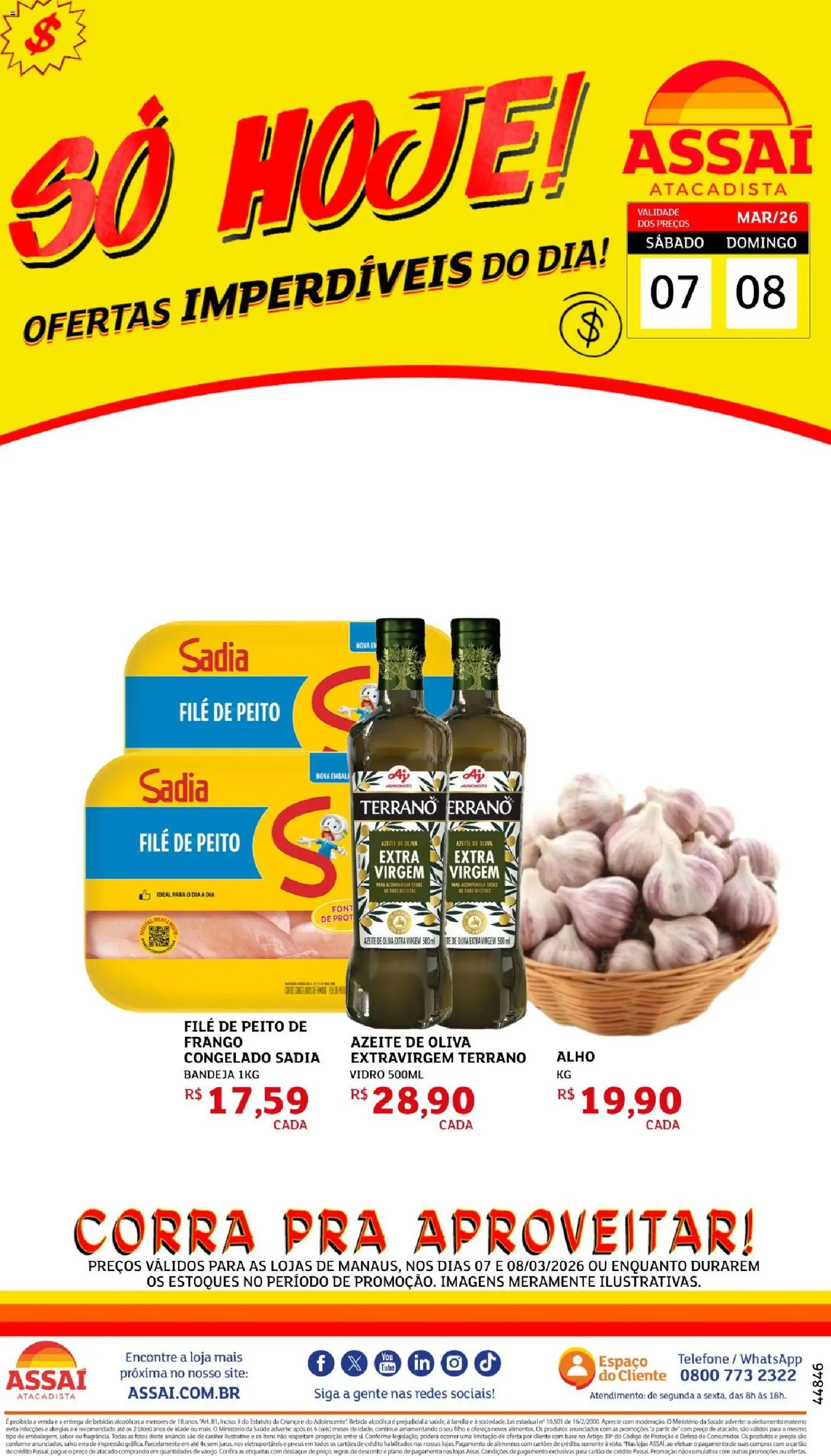 Assaí Atacadista Folheto - válido de 07.03.2026 | Página: 1 | Produtos: Base, Bandeja, Frango, Azeite