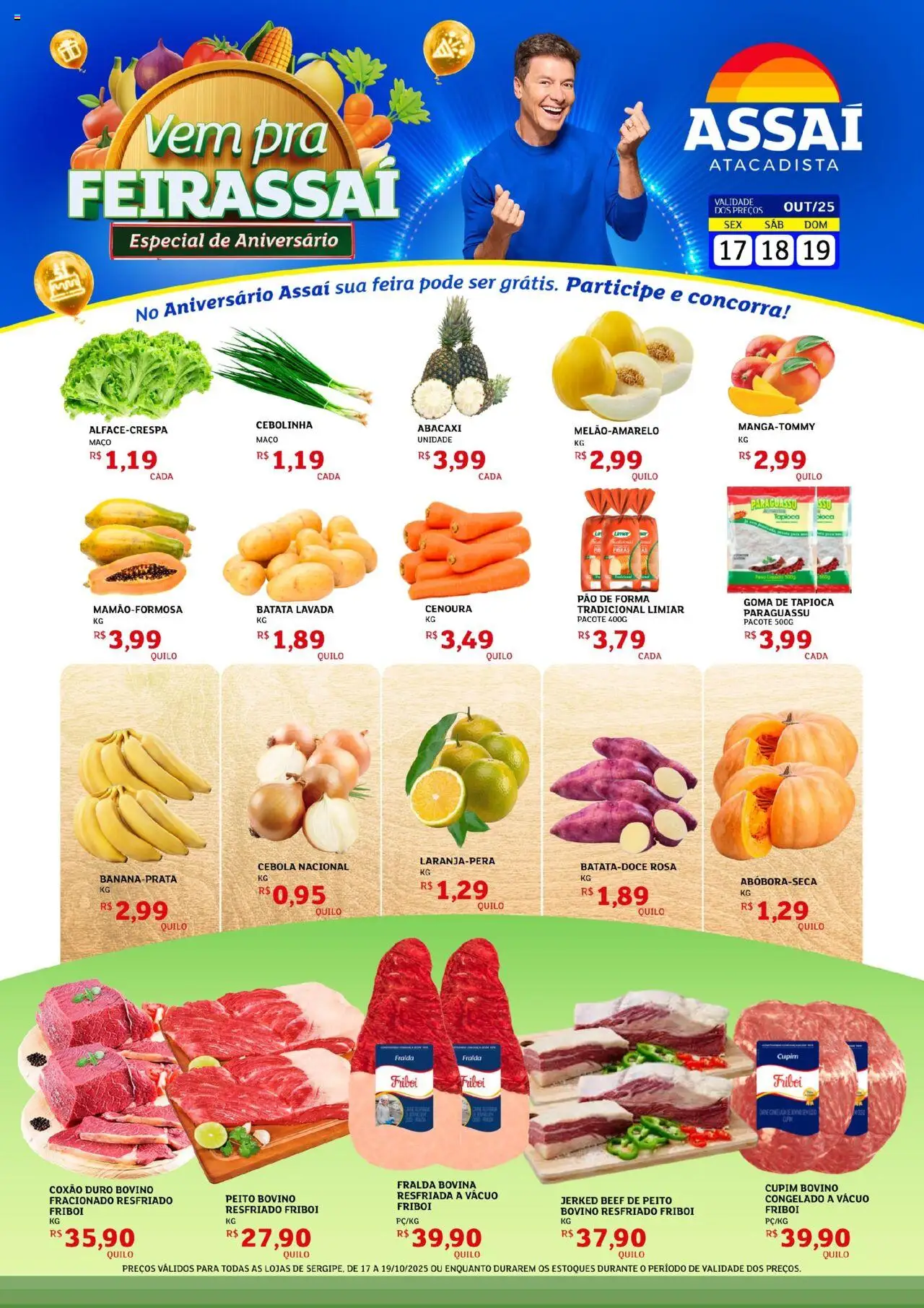Assaí Atacadista Folheto - válido de 17.10.2025 | Página: 1 | Produtos: Pão, Carne, Abacaxi, Pão de forma