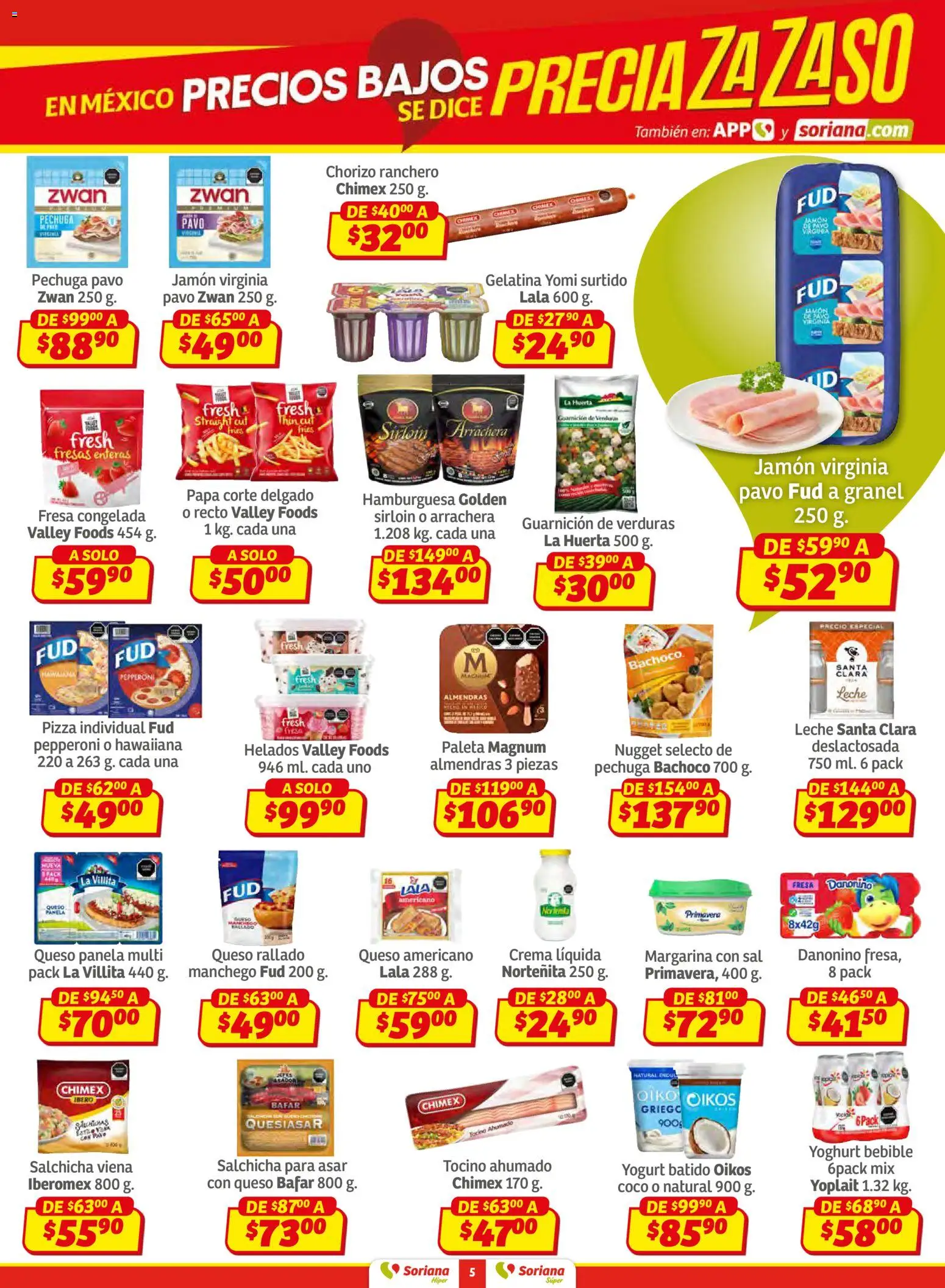 Nuevas ofertas de Soriana válidas en toda la República Mexicana desde el 02.01.2026. ¡Encuentra las mejores ofertas en Soriana - Preciazazaso Híper: Frontera Chih, Coah, Tamaulipas! | Página: 5 | Productos: Gelatina, Paleta, Queso, Pizza