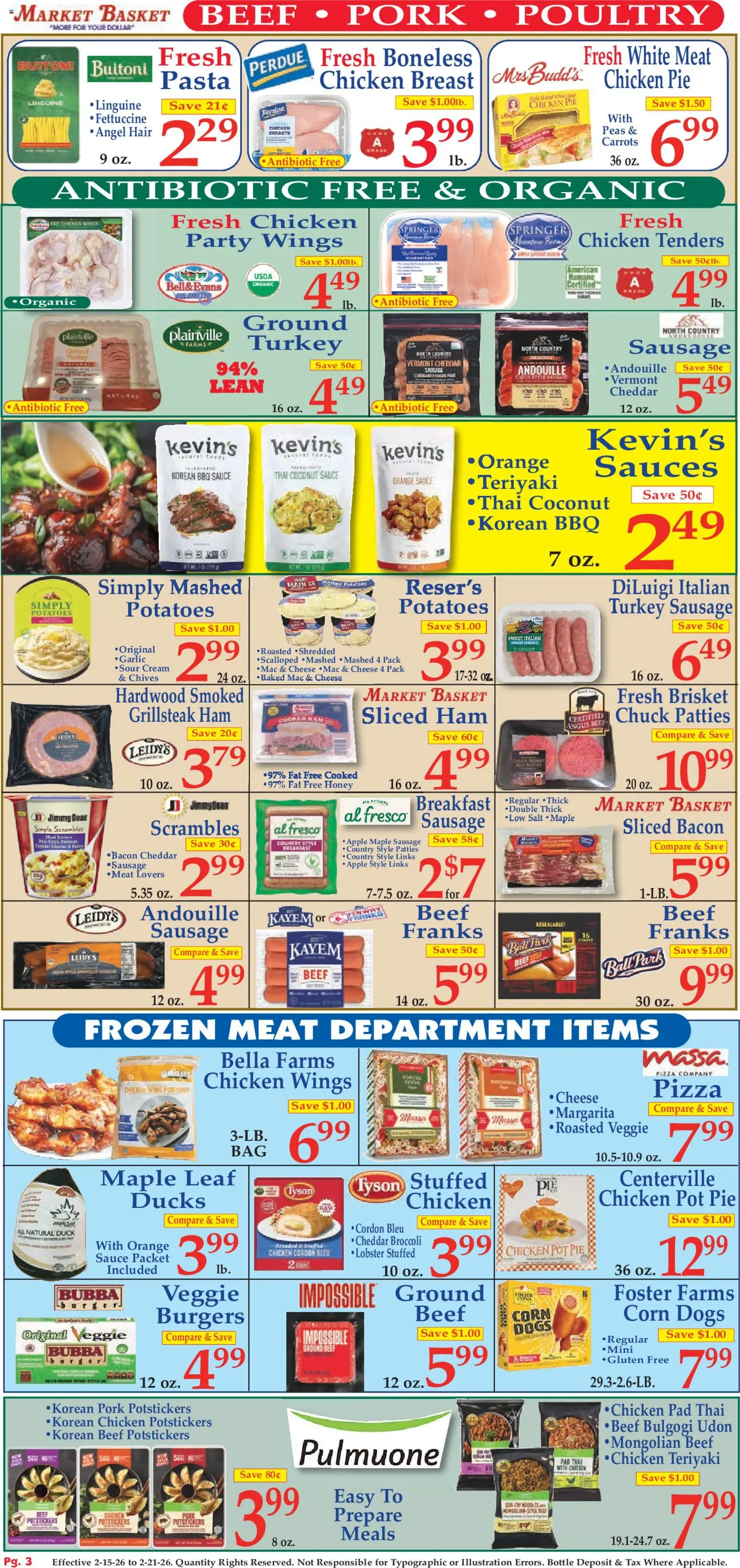 Market Basket Ad - valid from 15.02.2026 | Page: 3 | Products: Corn, Pizza, Pork, Cream