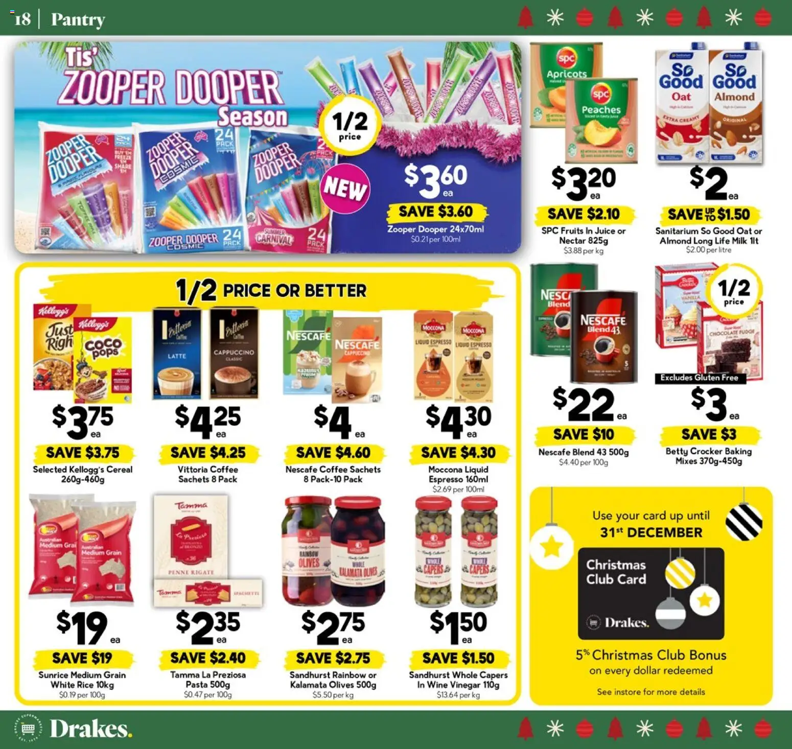 Drakes catalogue - valid from 17.12.2025 | Page: 18 | Products: Milk, Coffee, Pasta, Fruits