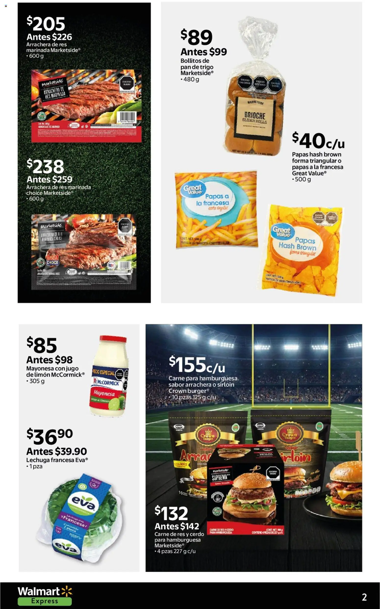 Nuevas ofertas de Walmart Express válidas en toda la República Mexicana desde el 23.01.2026. ¡Encuentra las mejores ofertas en Walmart Express folleto Ofertas! | Página: 2 | Productos: Mayonesa, Lechuga, Pan, Res