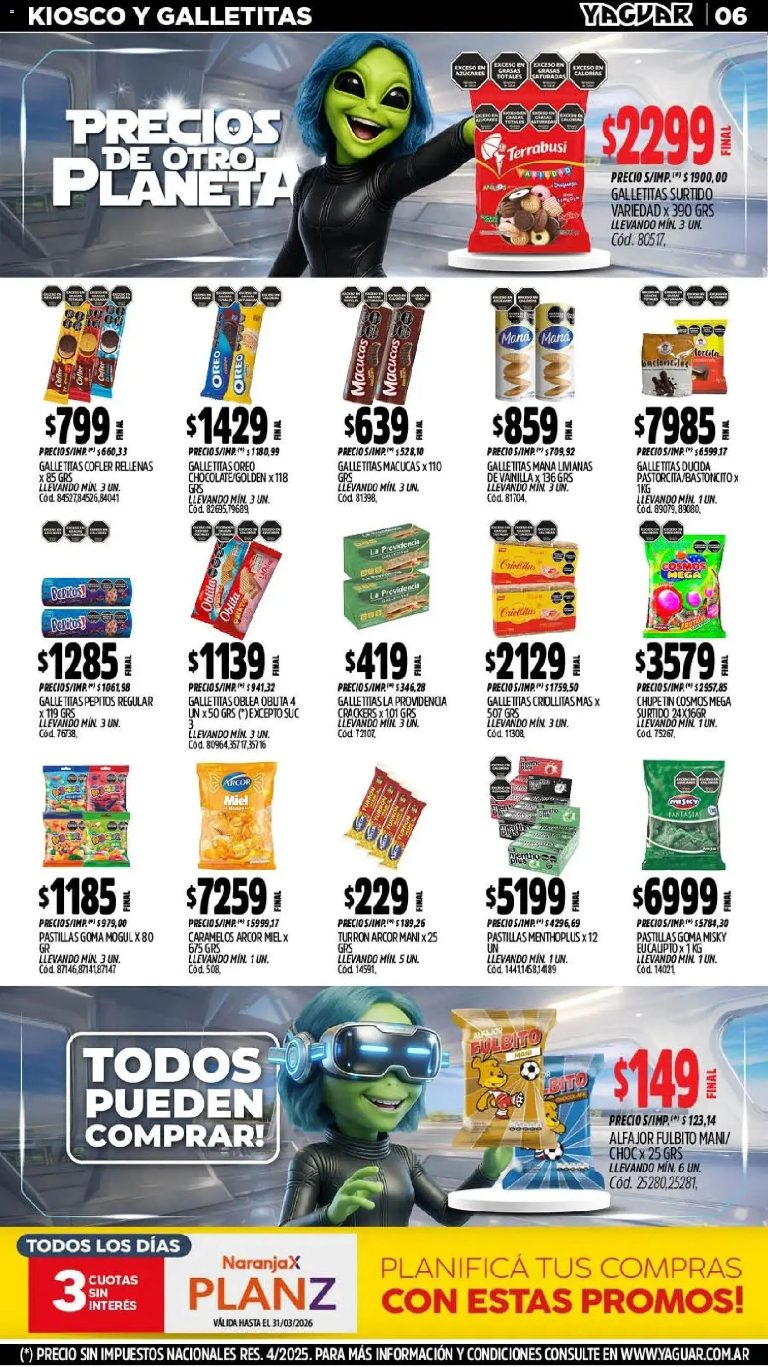Yaguar - Oferta Semanal Mendoza │ válido desde el 02.03.2026 | Página: 6 | Productos: Galletitas, Mani, Alfajor, Turrón