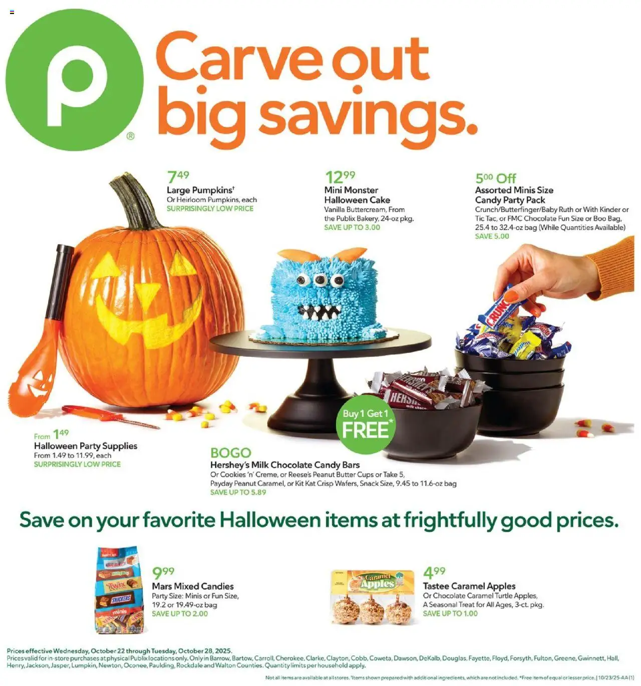 Publix Weekly Ad - valid from 22.10.2025 | Page: 1 | Products: Chocolate, Apples, Candies, Bag