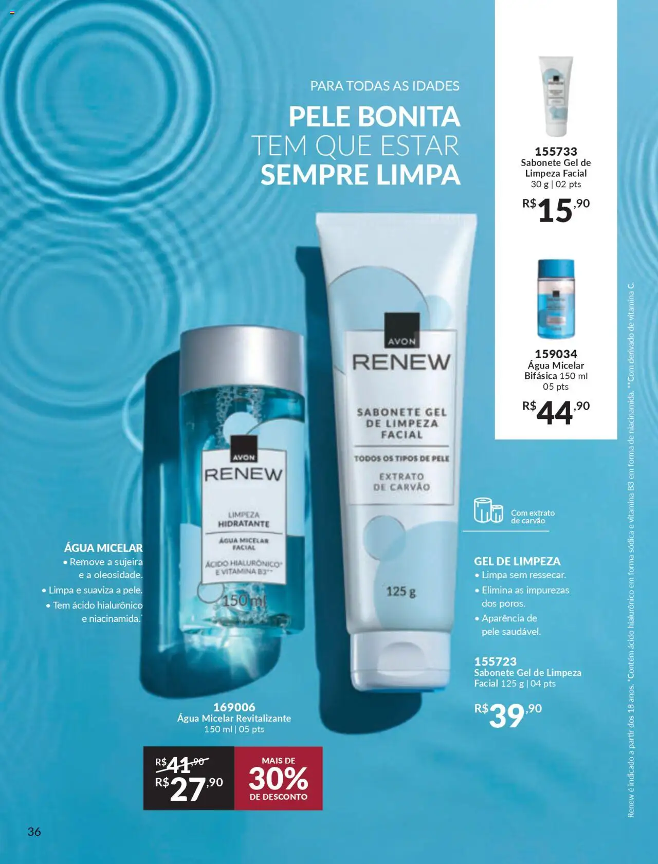 Avon Folheto - válido de 27.09.2025 | Página: 36 | Produtos: Água micelar, Gel de limpeza, Sabonete, Vitamina c