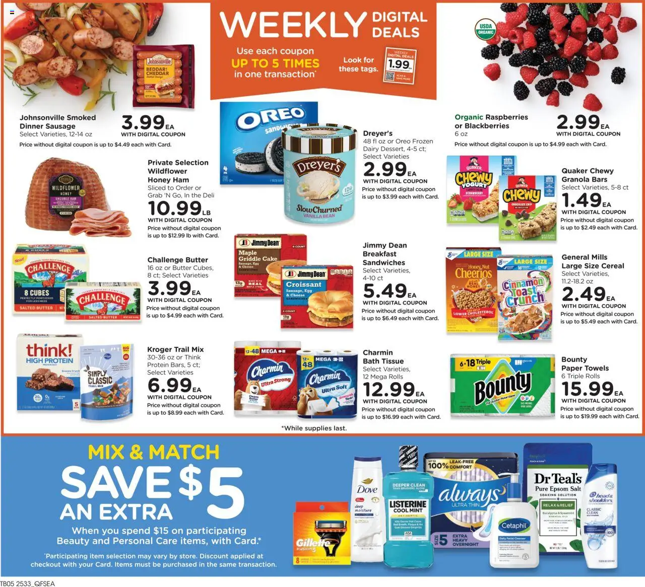 QFC Weekly Ad - WA - valid from 17.09.2025 | Page: 2 | Products: Butter, Cheese, Epsom Salt, 2人掛けソファ